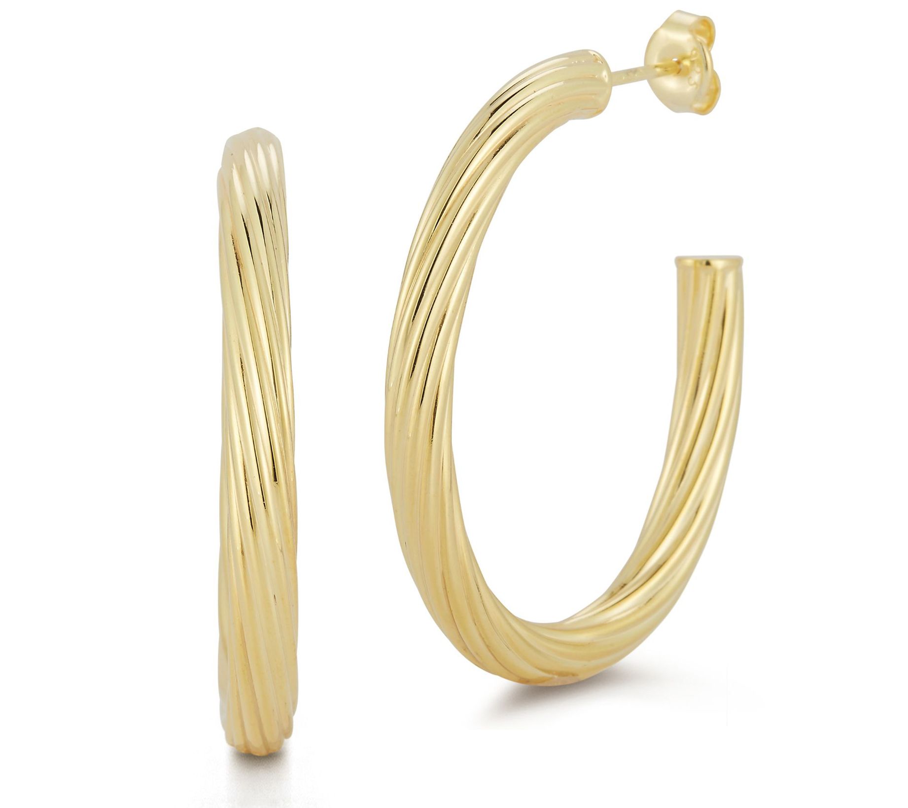 Sterlina Silver 1-1/4" Oval Twist Hoops, S terlng Silver