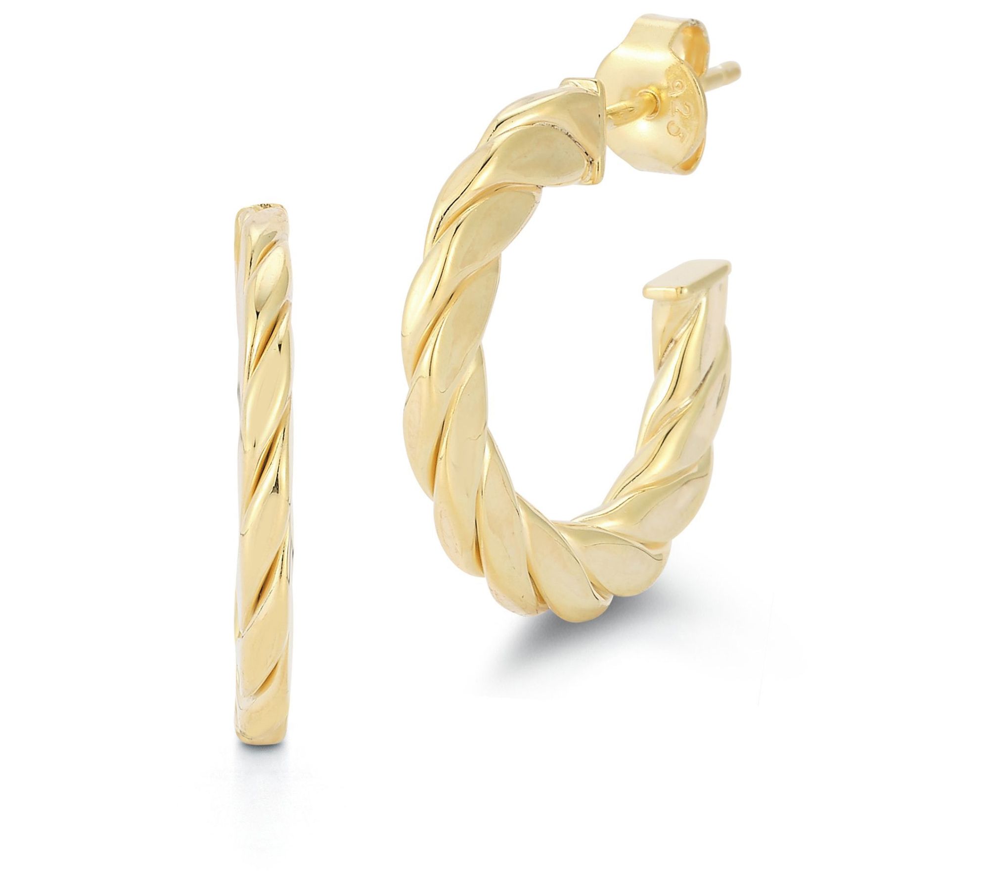 Sterlina Silver Small Flat Twisted Hoop Earring, Sterling