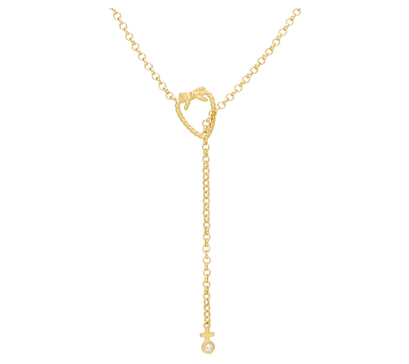 Goddaughters 14K Clad White Topaz Love Knot Lar iat Necklace