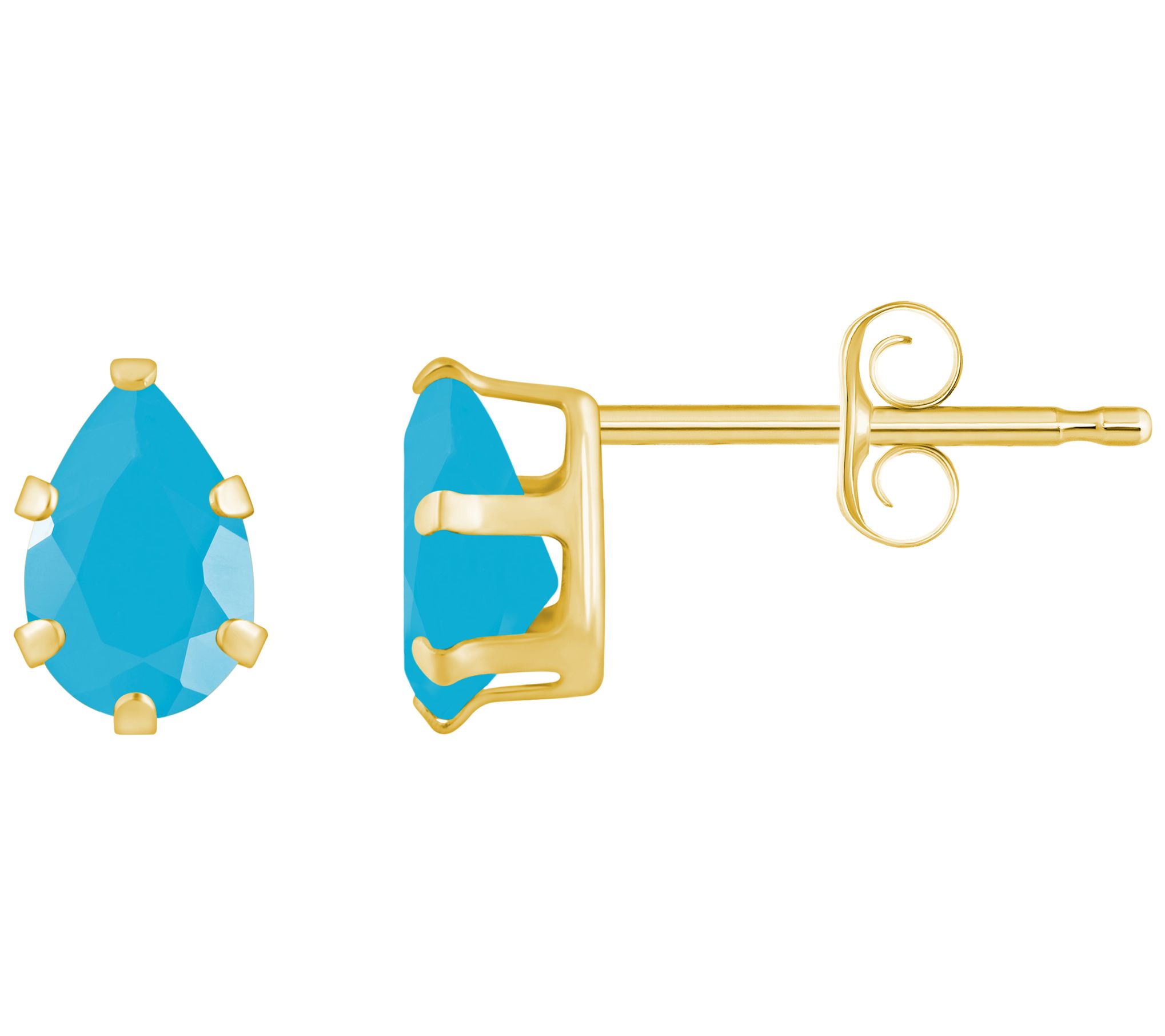 Affinity Gems Pear Cut Turquoise Stud Earrings, 10K Gold
