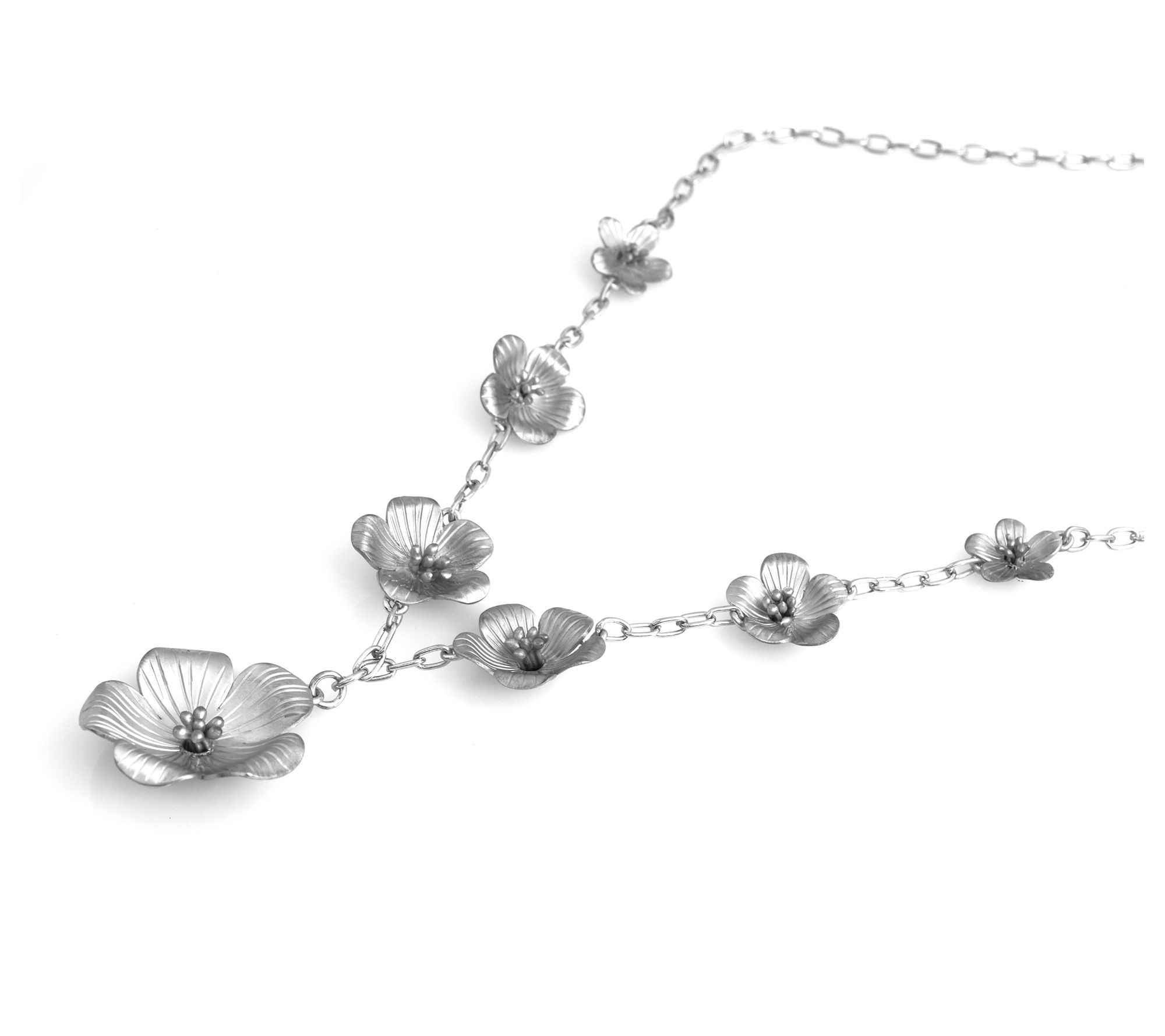 Artisan Crafted Sterling Silver Floral Textured Necklace