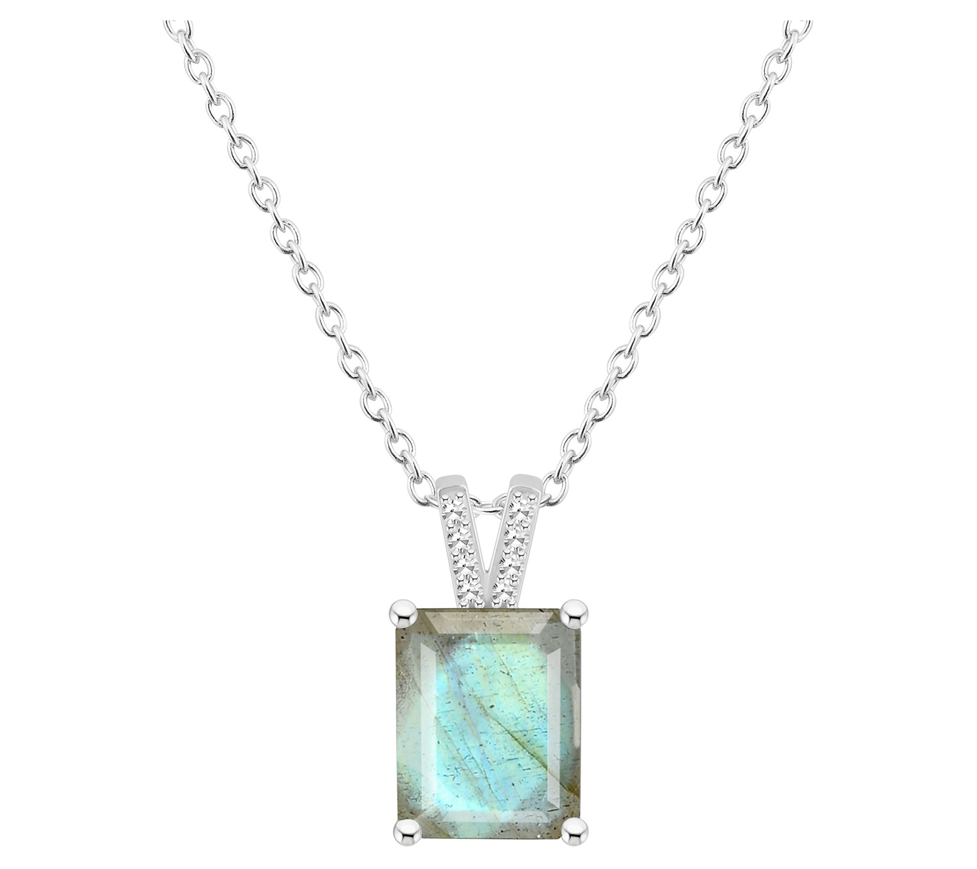 Affinity Gems Opaque Gemstone & Diamond Pendant w/ Chain