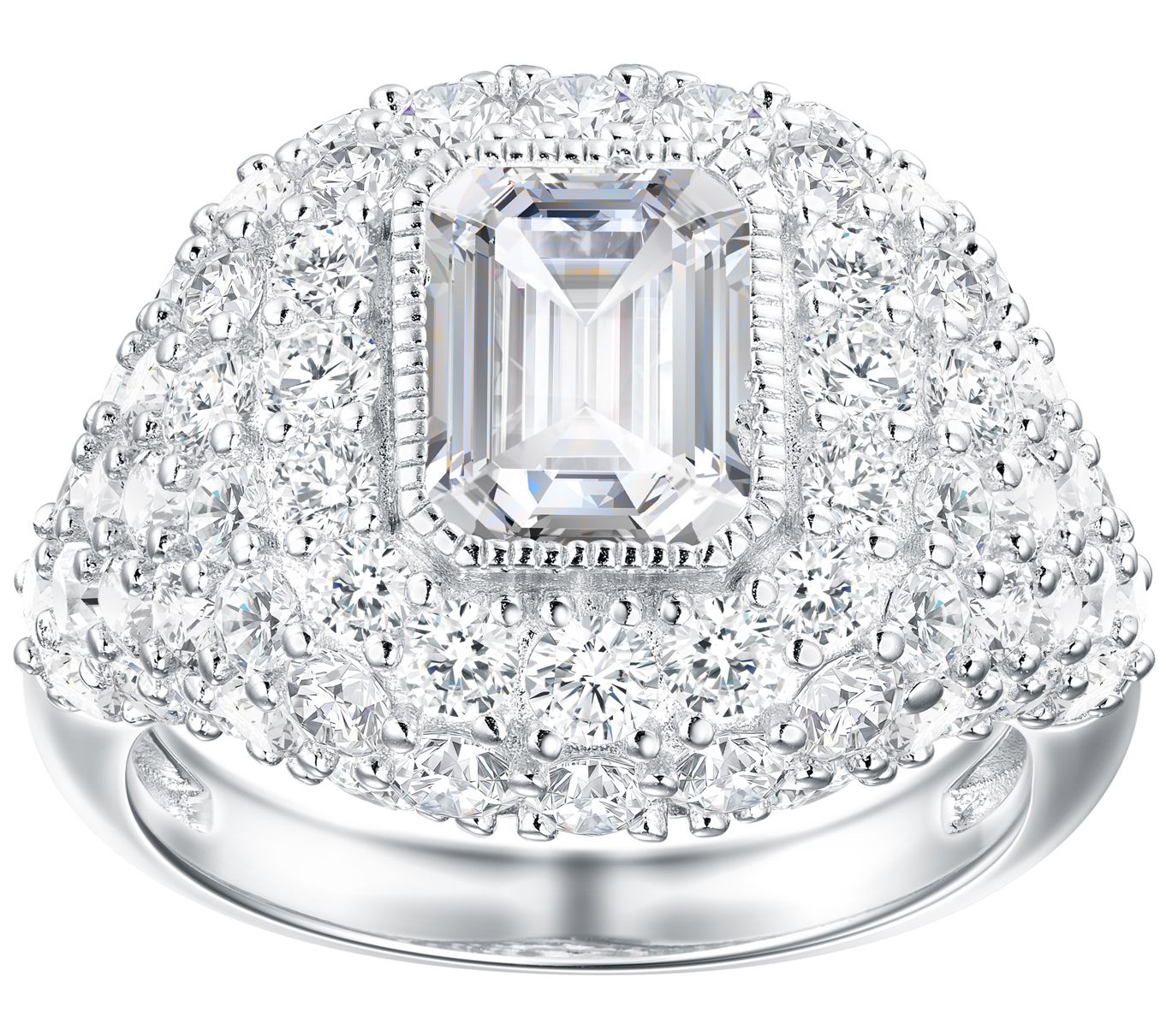 Diamonique x Jennifer Miller 5.80 cttw R ing, Sterling