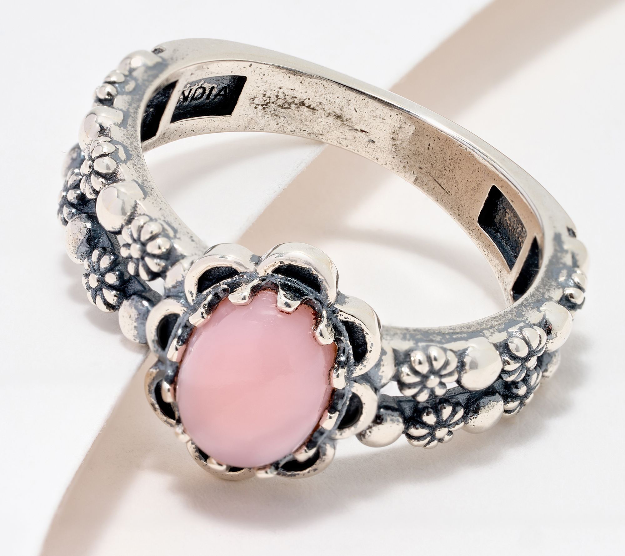 American West Sterling Silver Double Row Concha Gemstone Ring