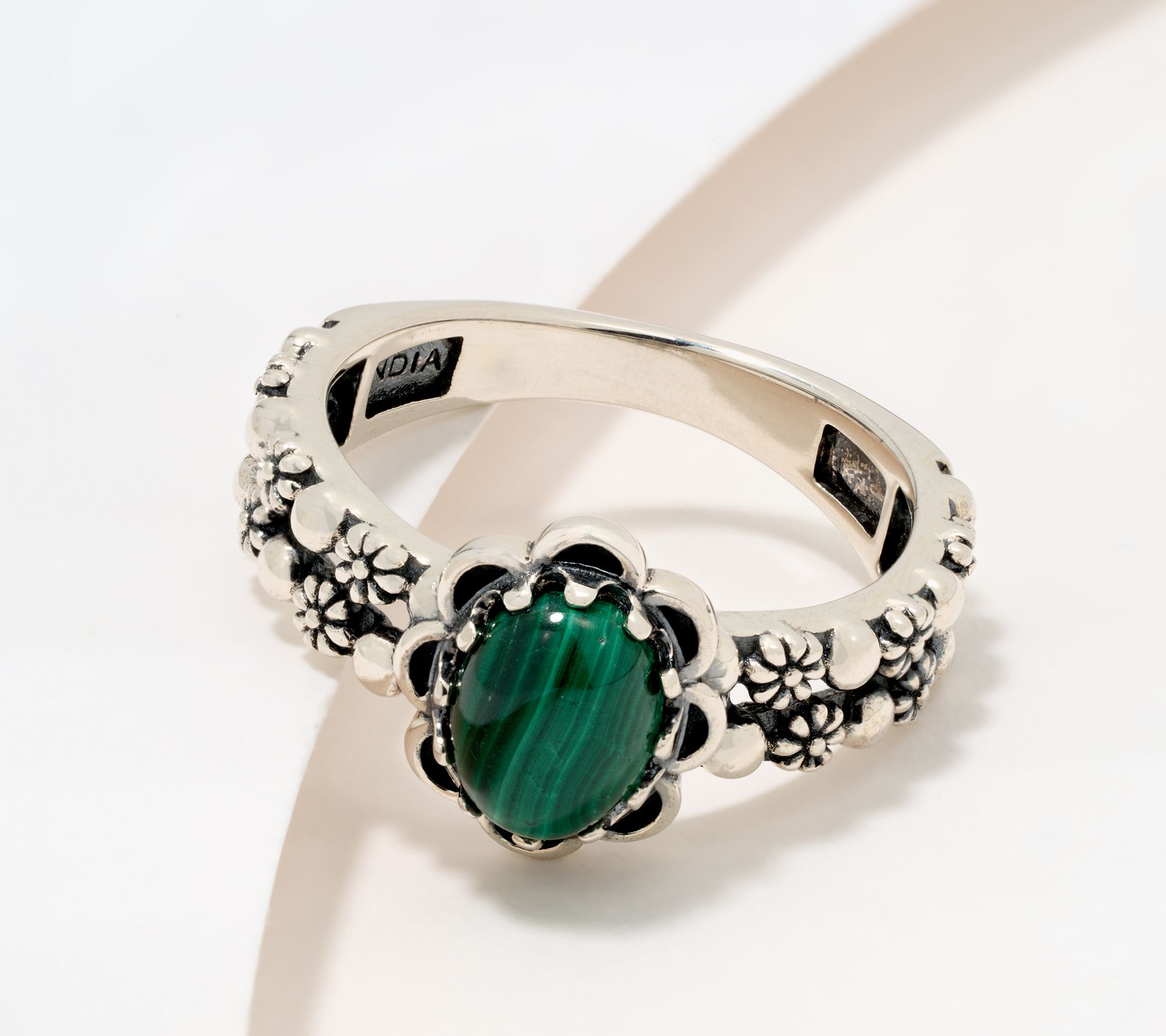 American West Sterling Silver Double Row Concha Gemstone Ring