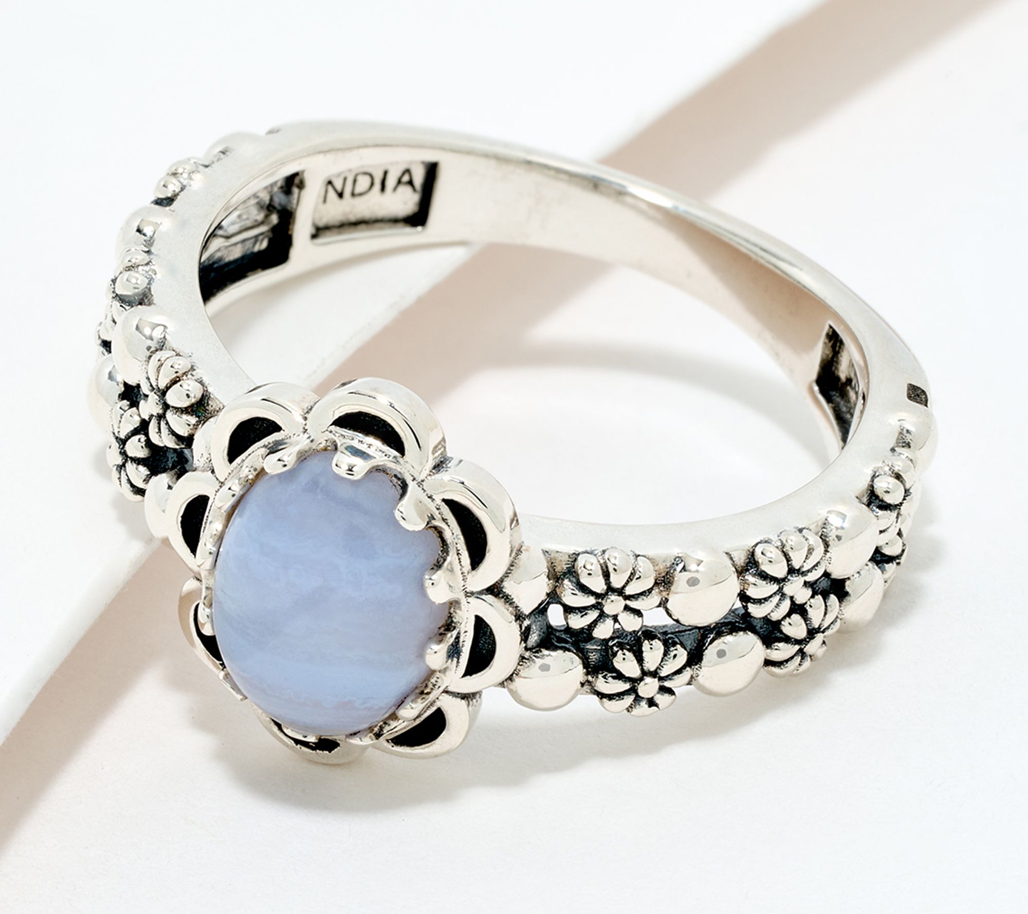American West Sterling Silver Double Row Concha Gemstone Ring