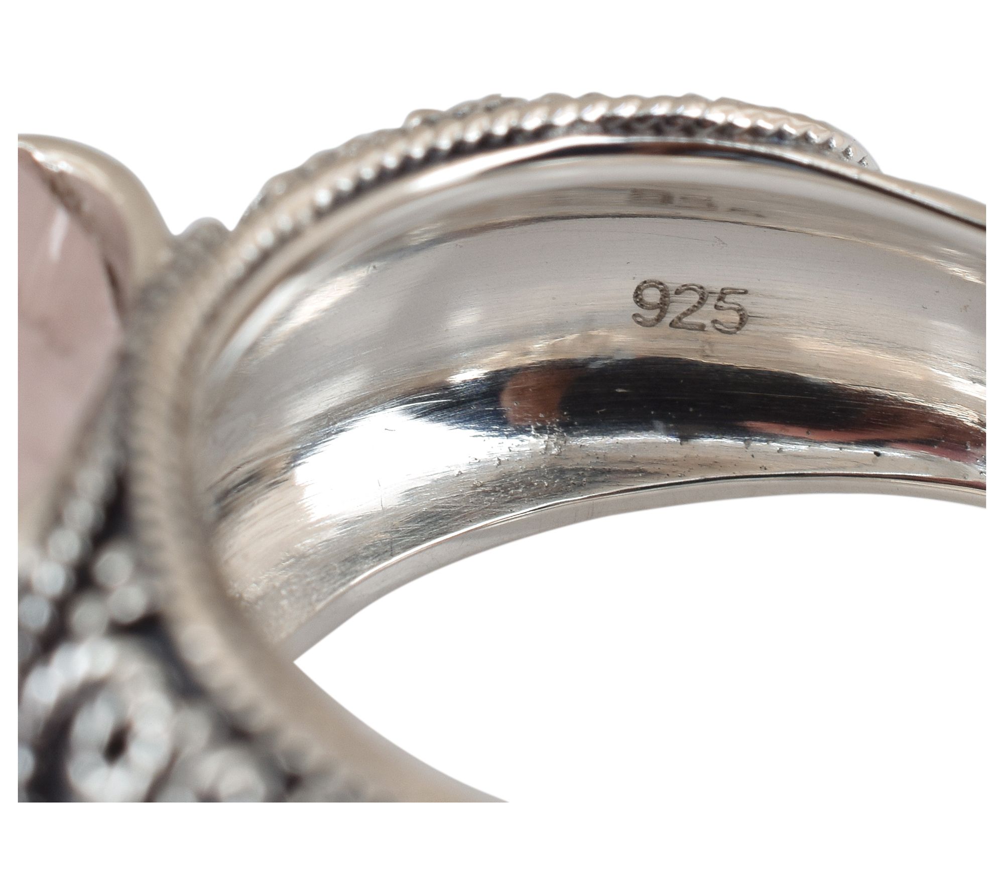Artisan Crafted Sterling Silver Rose Quartz Oxidized Ring - QVC.com