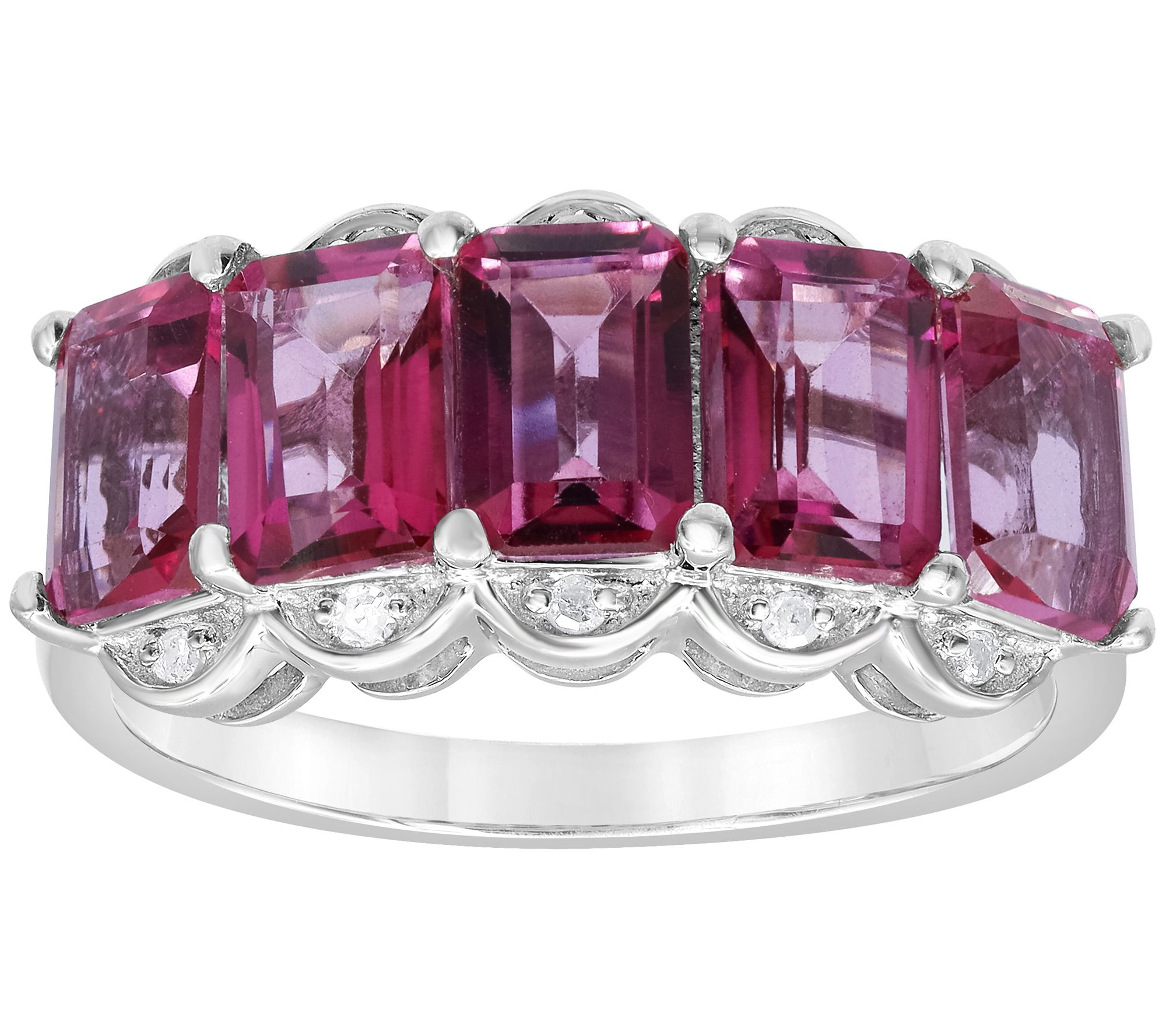 Affinity Gems Pink Topaz & Diamond Band Ring, Sterling Silver