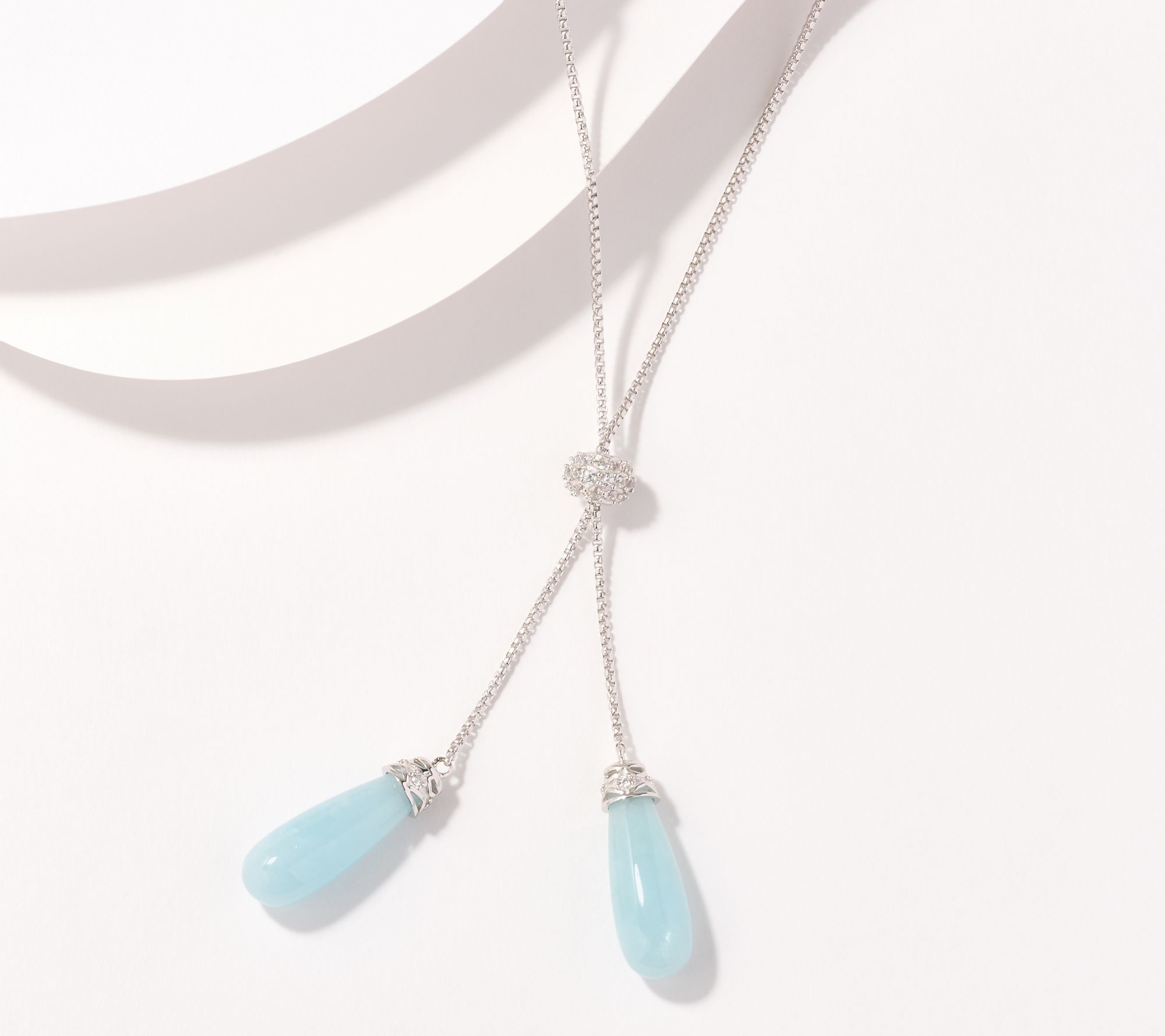 Affinity Gems Briolette Adjustable 30" Lariat Necklace Sterling Silver