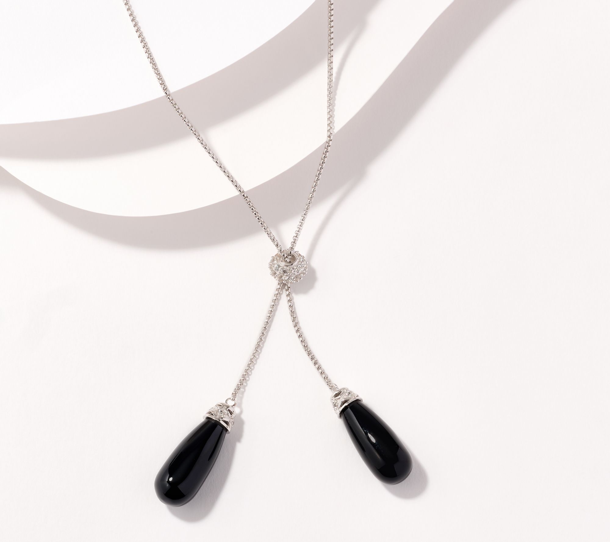 Affinity Gems Briolette Adjustable 30" Lariat Necklace Sterling Silver