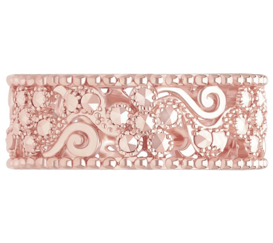 Dallas Prince 14K Clad Chrome Marcasite Heirloom Band Ring