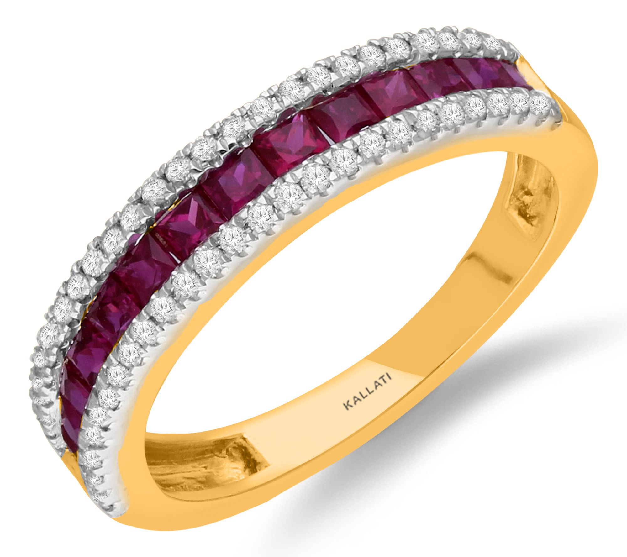 KALLATI Ruby & Diamond Band Ring, 14K Gold