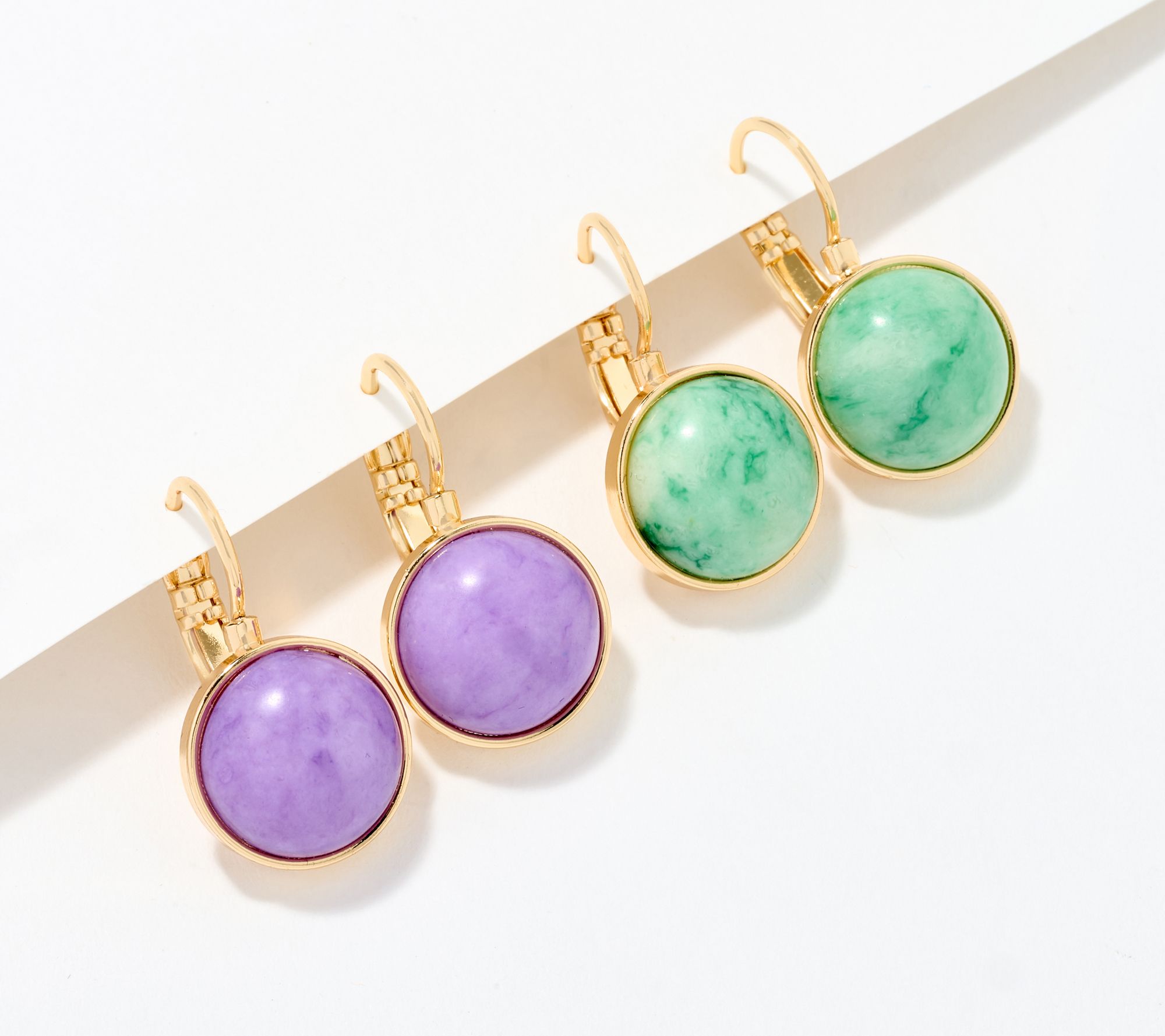 "As Is" Joan Rivers Set of 2 Stone Cab Leverback Earrings