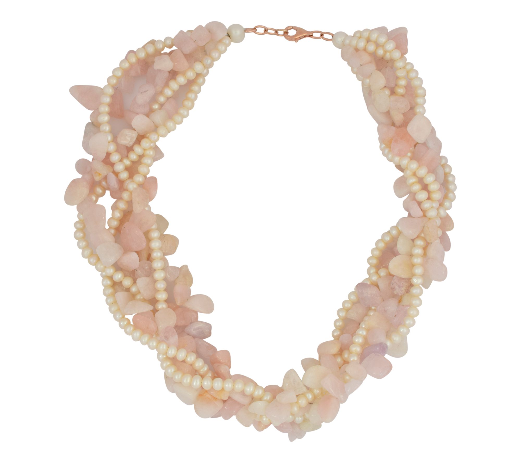 14K Rose Gold Plated Morganite & Cultured Pearl Necklace
