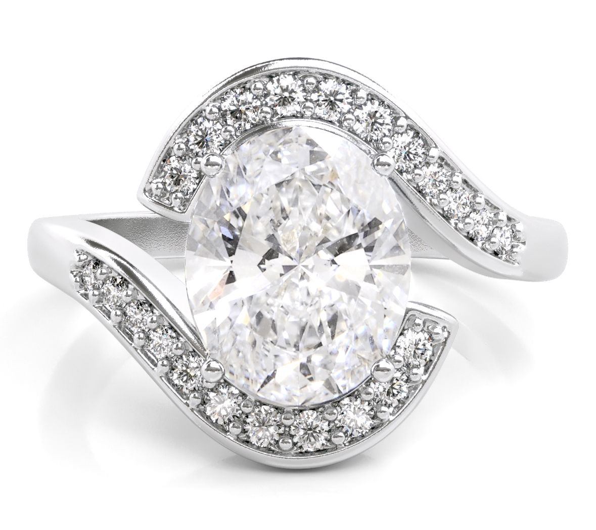 Diamonique 4.80 cttw Bypass Ring, Sterling Silver