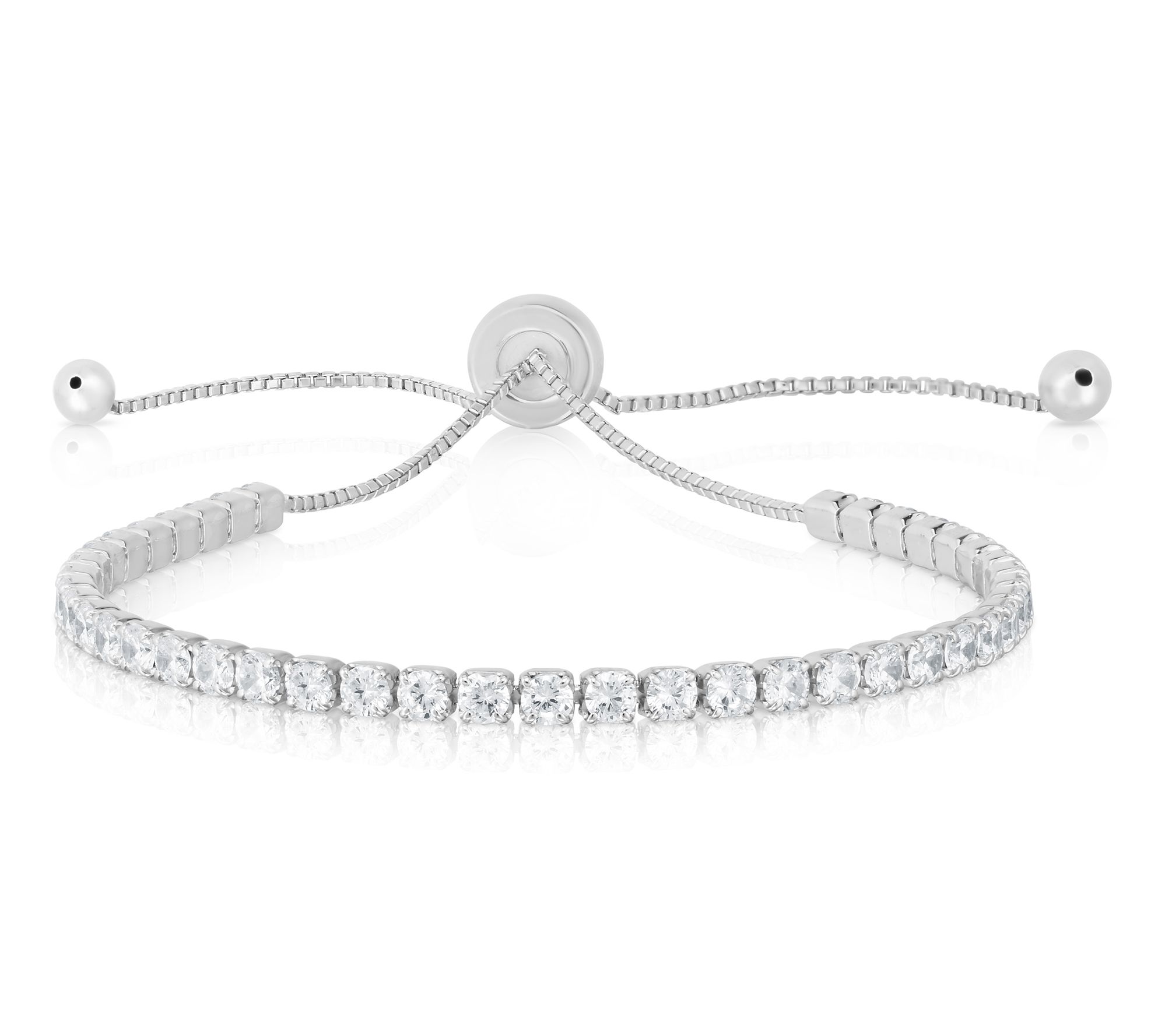 Sterlina Silver Pave Adjustable Tennis Bracelet, Sterling