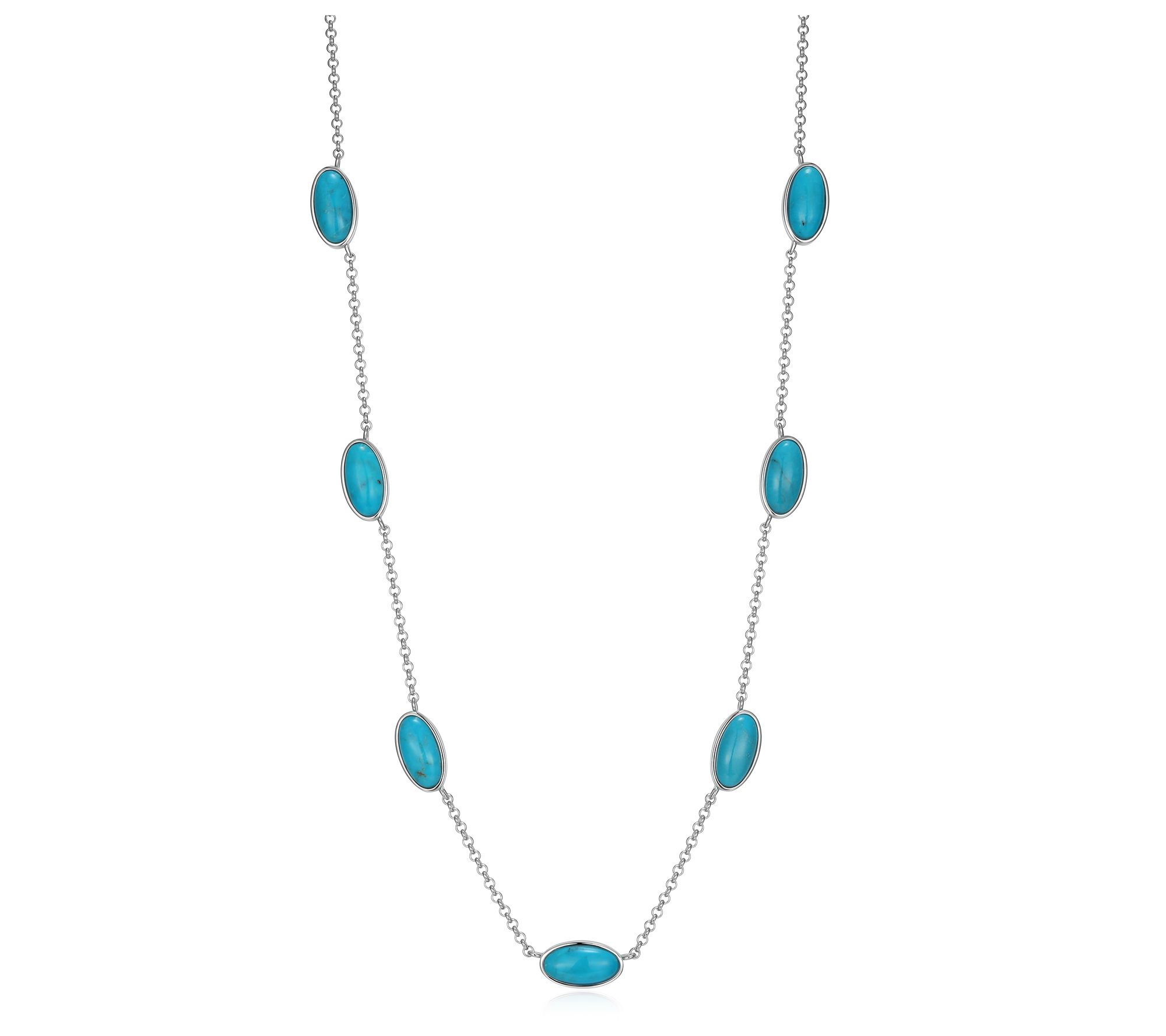 Affinity Gems Turquoise Station Necklace, Sterling Silver