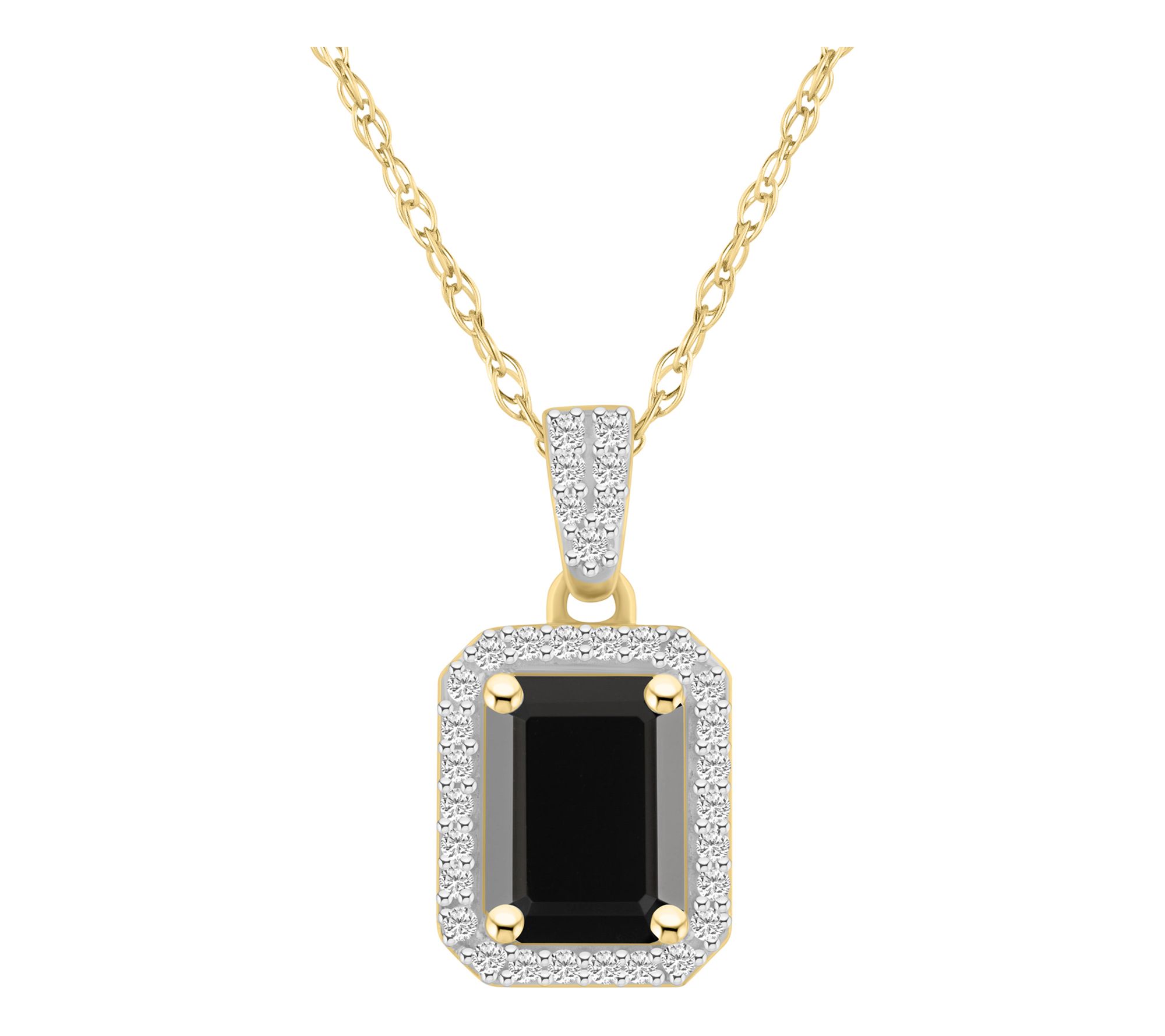 Affinity Gems Emerald Cut Gemstone Pendant w/ Chain, 10K Gold