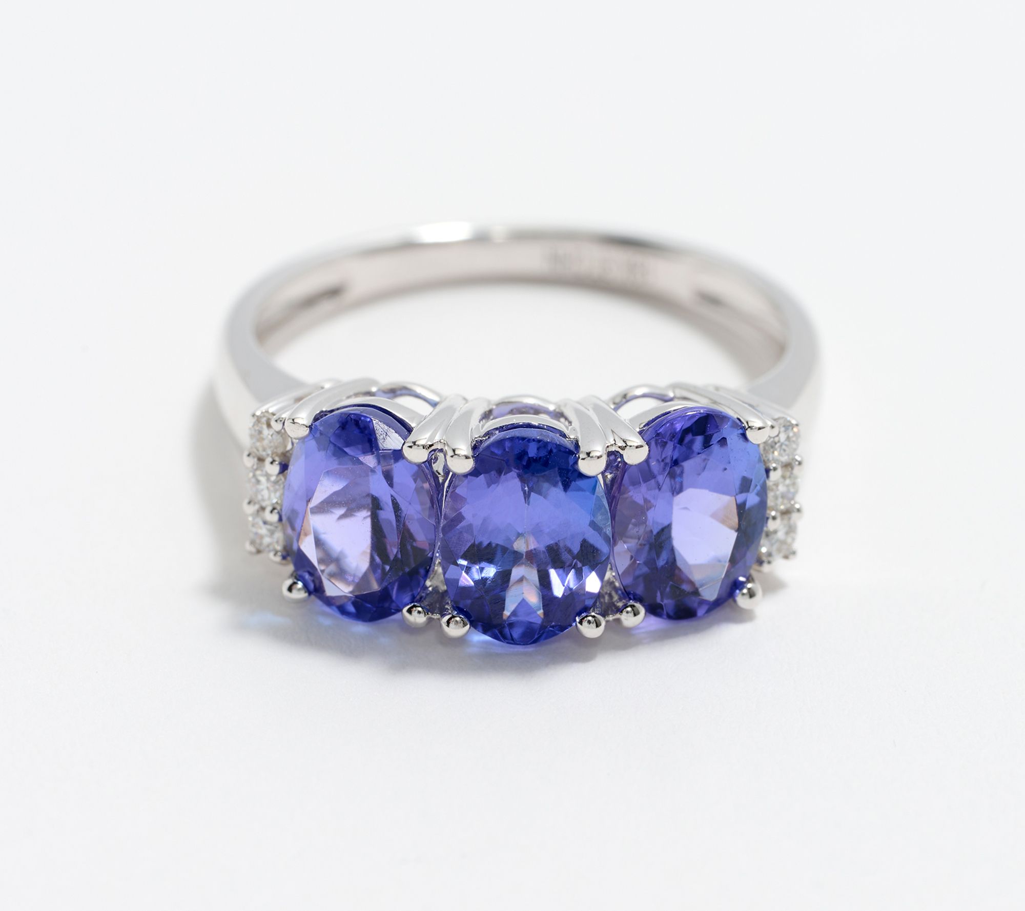 Pure Tanzanite by Jeff Moseley 3-Stone 3 cttw Ring with Diamonds, 18K W