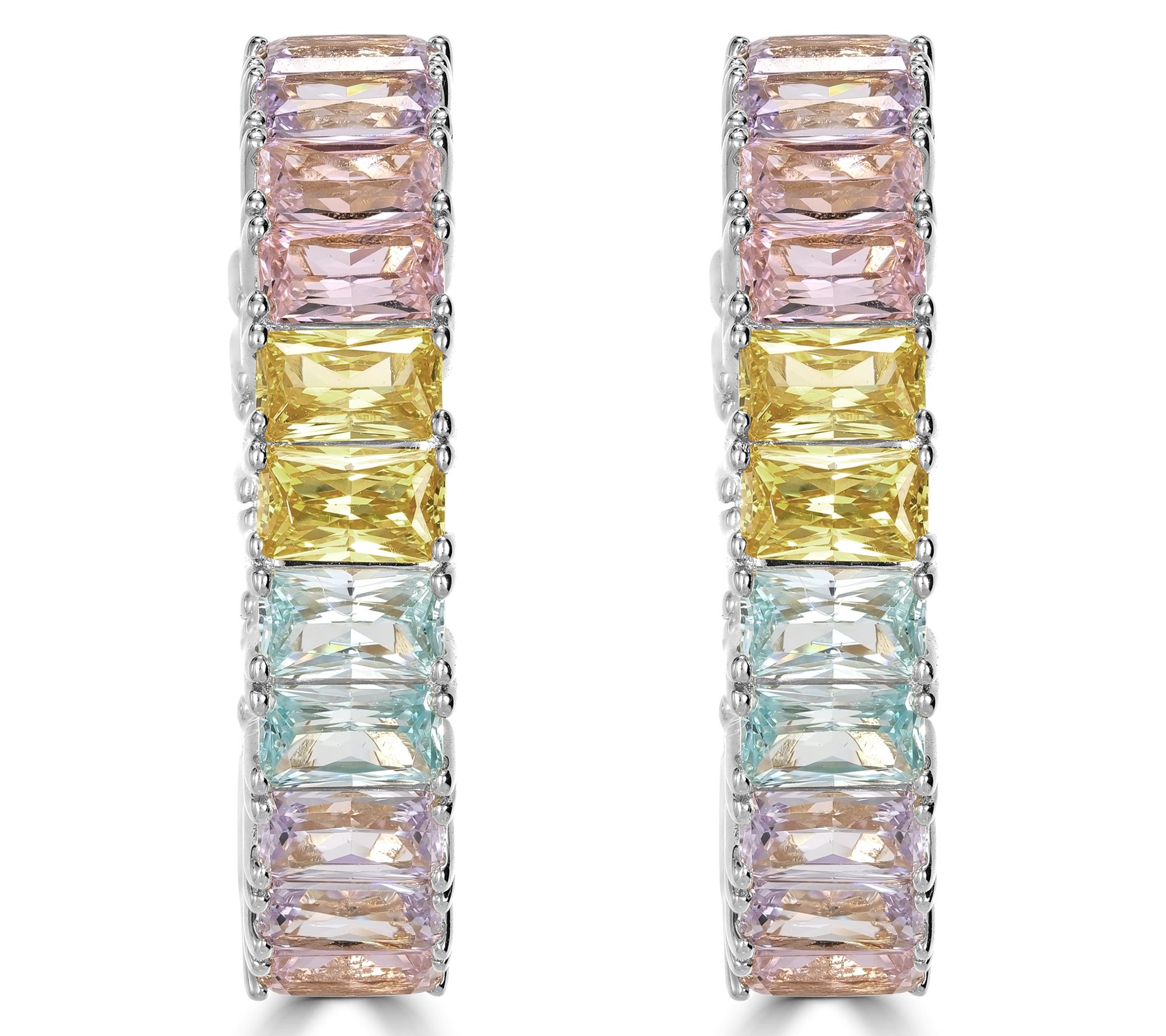 Diamonique x Kathy Levine Pastel Hoop Earrings,Sterling