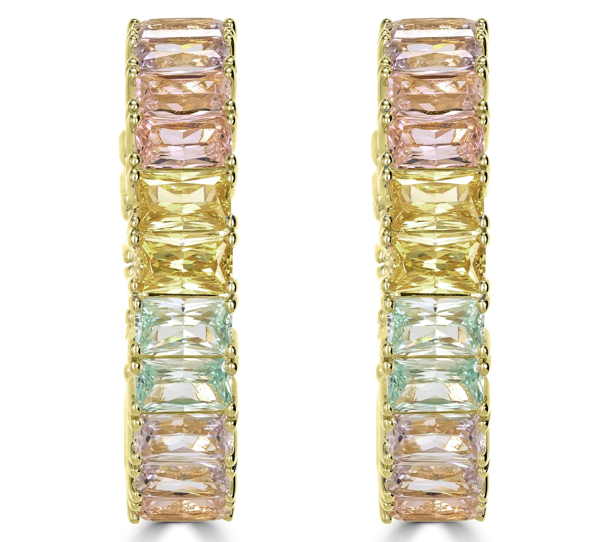 Diamonique x Kathy Levine Pastel Hoop Earrings,Sterling