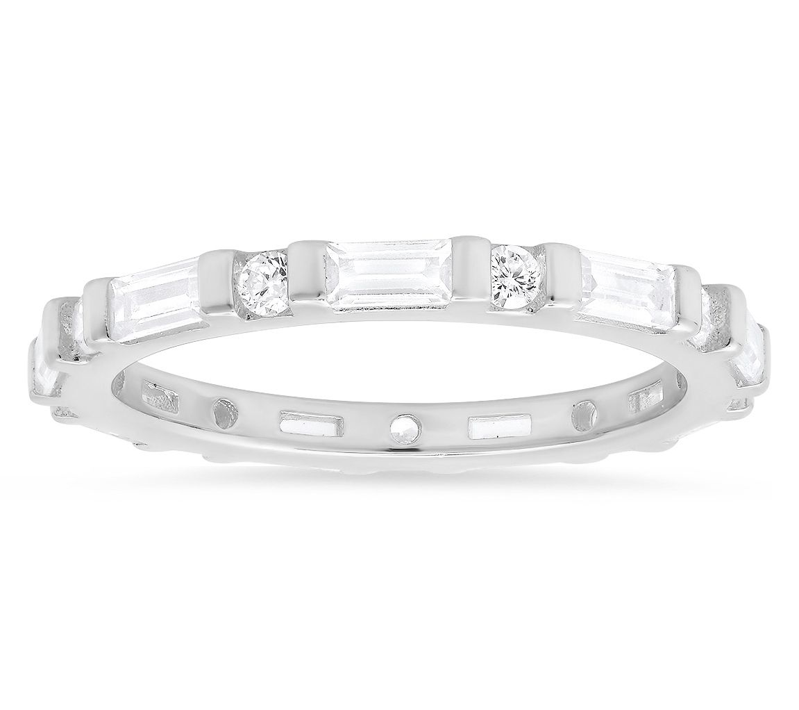Diamonique Stackable Eternity Band Ring, Sterling Silver