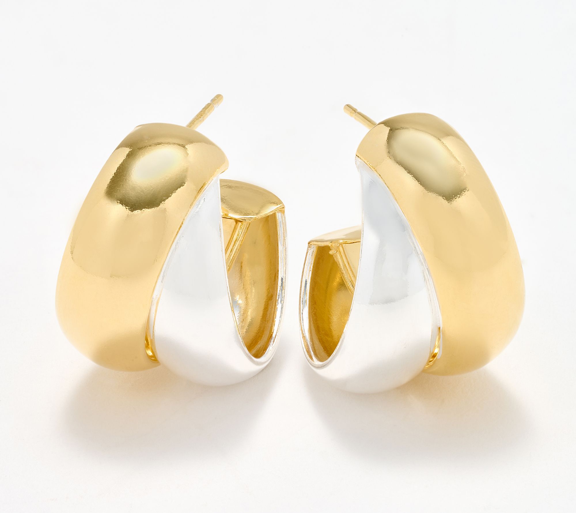 8 by YOOX DOUBLE RING GOLDEN AND SILVER HOOPS イヤリング 8 By YOOX DOUBLE RING GOLDEN AND SILVER HOOPS | Silver Women