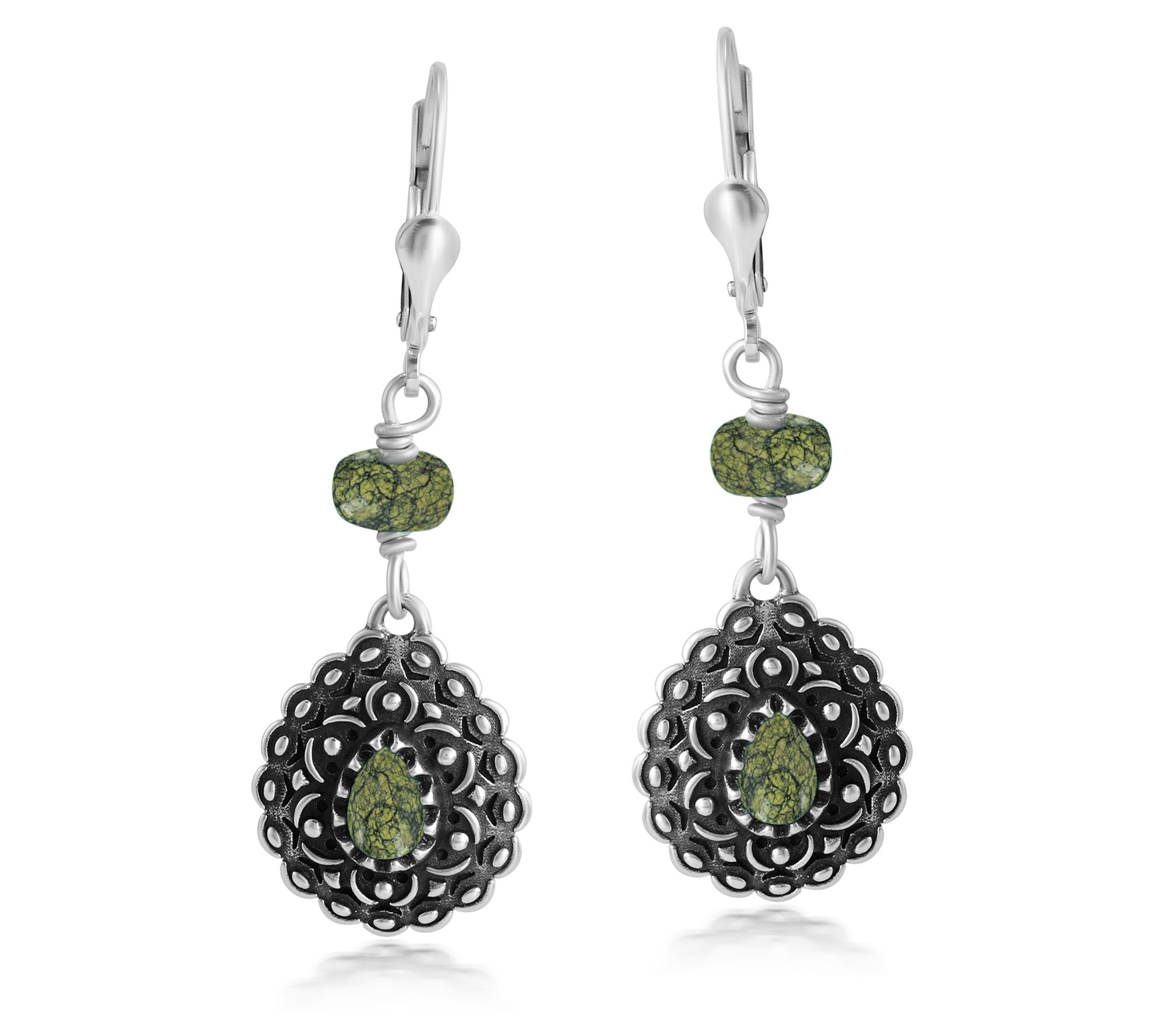 American West Sterling Gemstone Pear Cut DangleEarrings