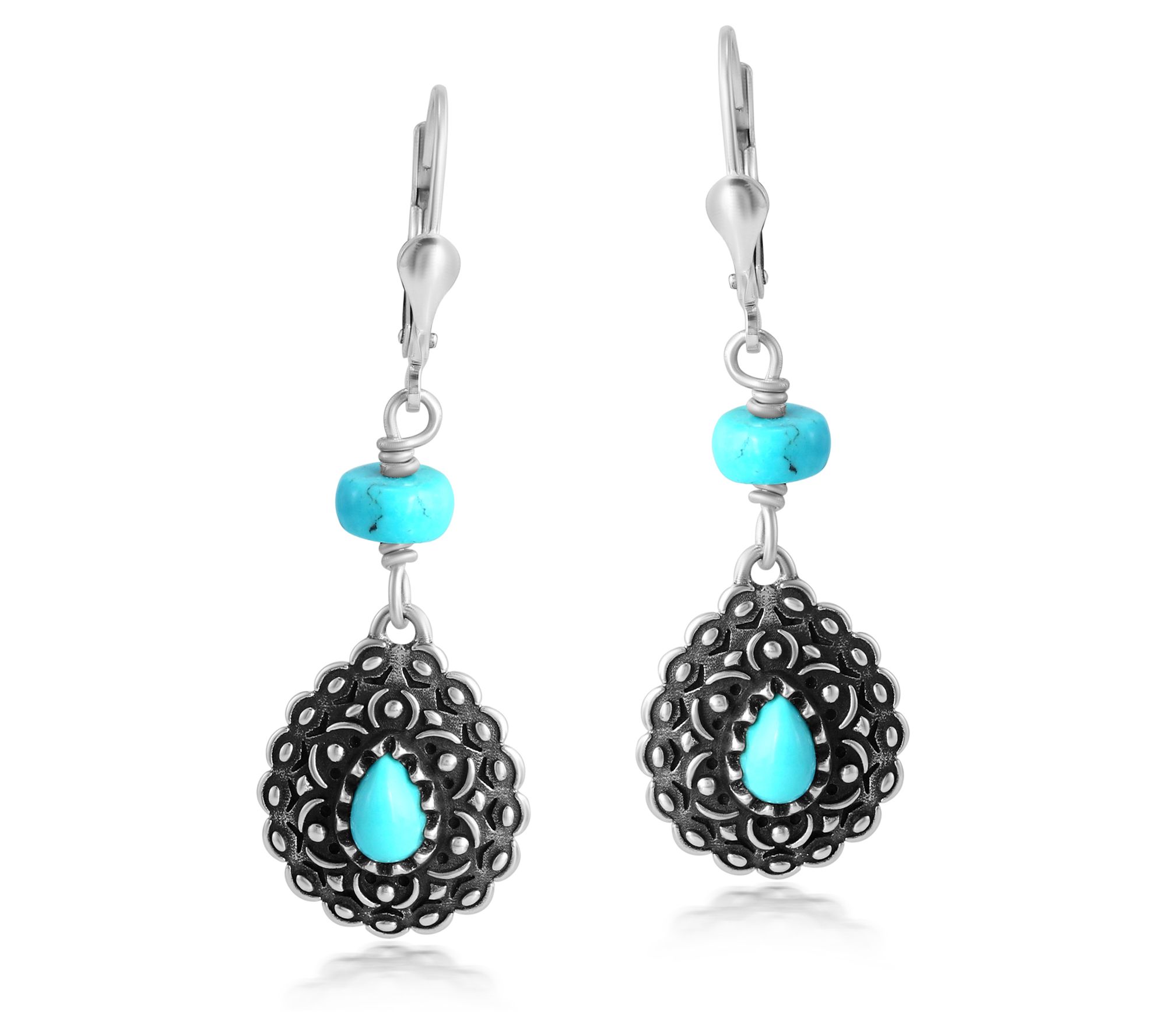 American West Sterling Gemstone Pear Cut DangleEarrings