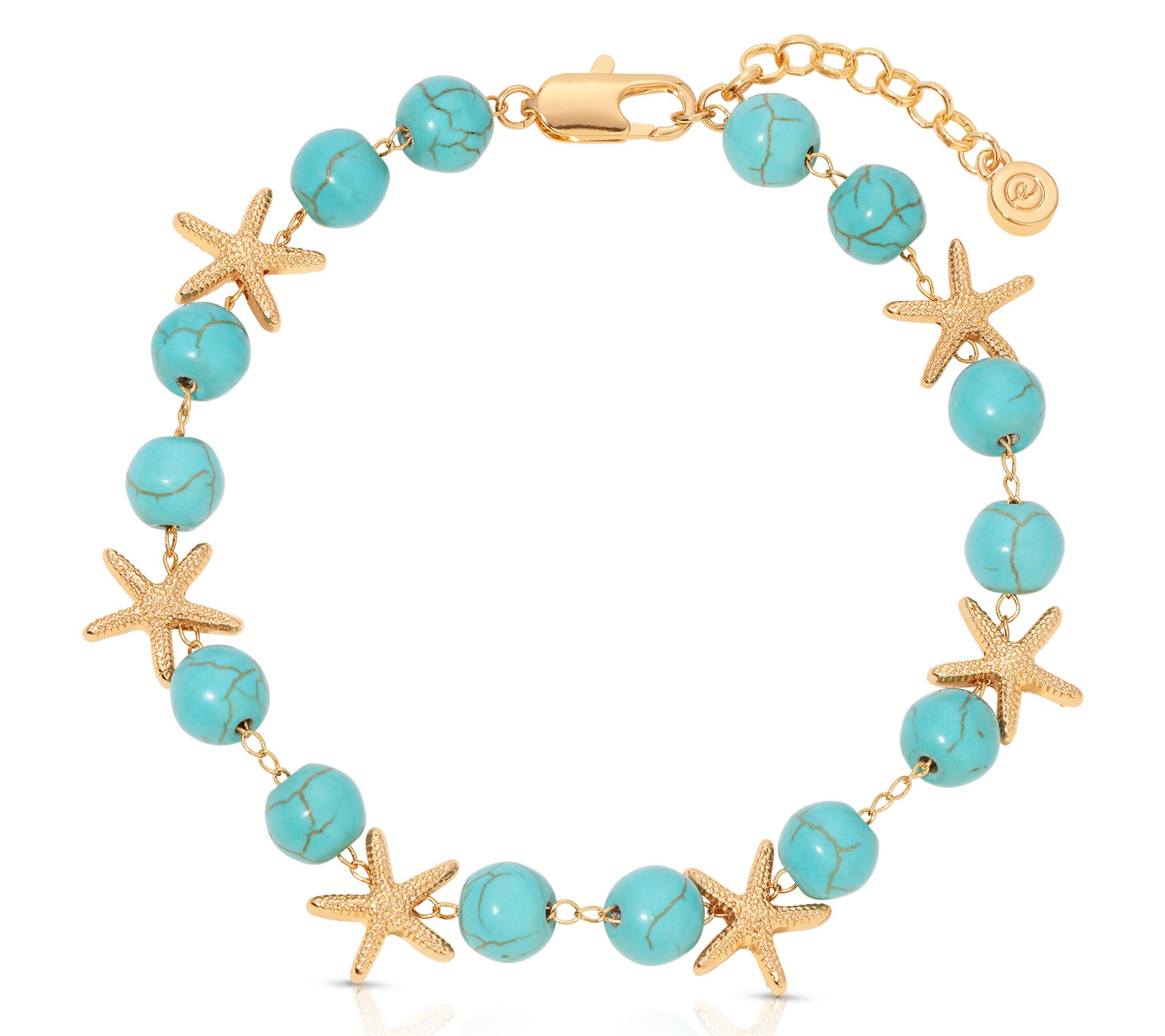 Ettika Starfish & Reconstituted Turquoise BeadAnkle Bracelet