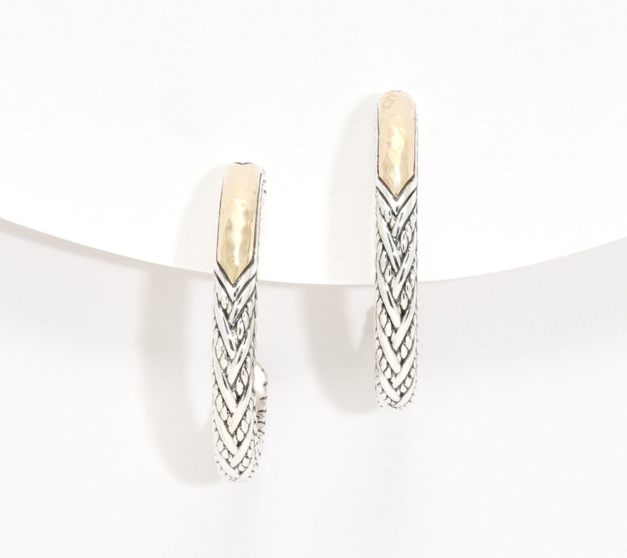 JAI Sterling Silver & 14K Gold Legacy Weave 1"  Hoops