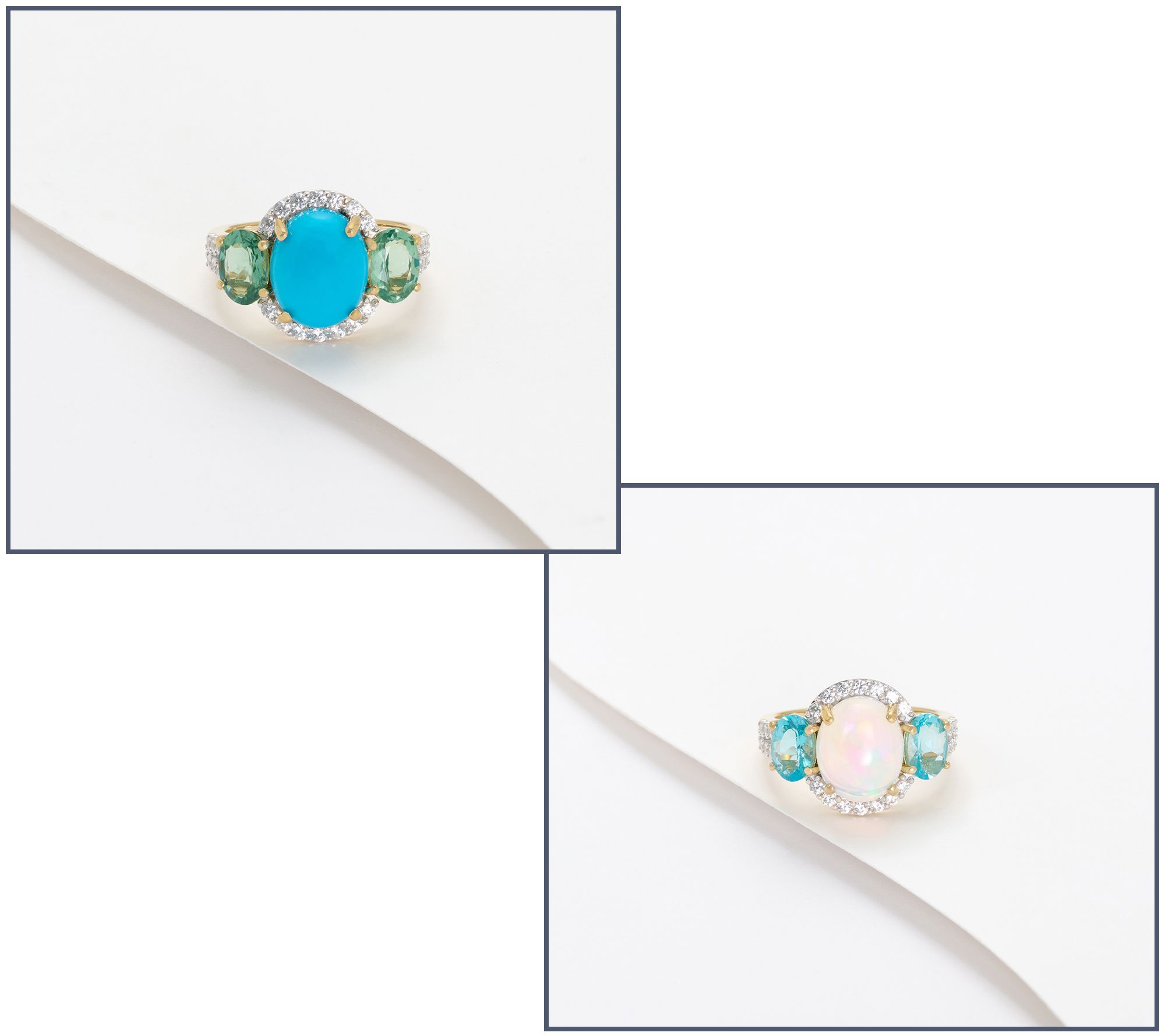 Affinity Gems 3-Stone Oval Turquoise or Opal Ring, Sterling Silver