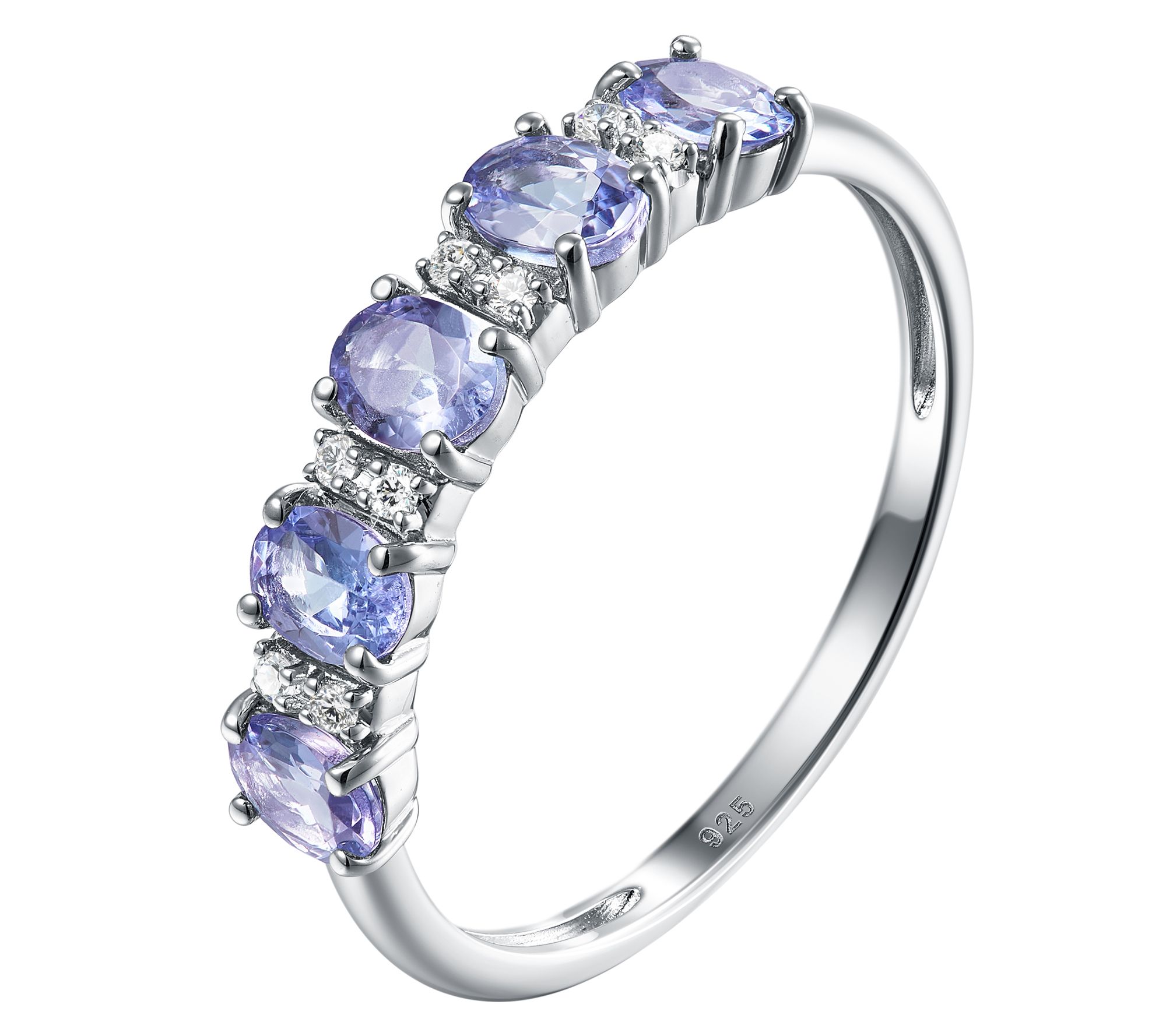 Affinity Gems Tanzanite & Zircon Band Ring, Sterling Silver