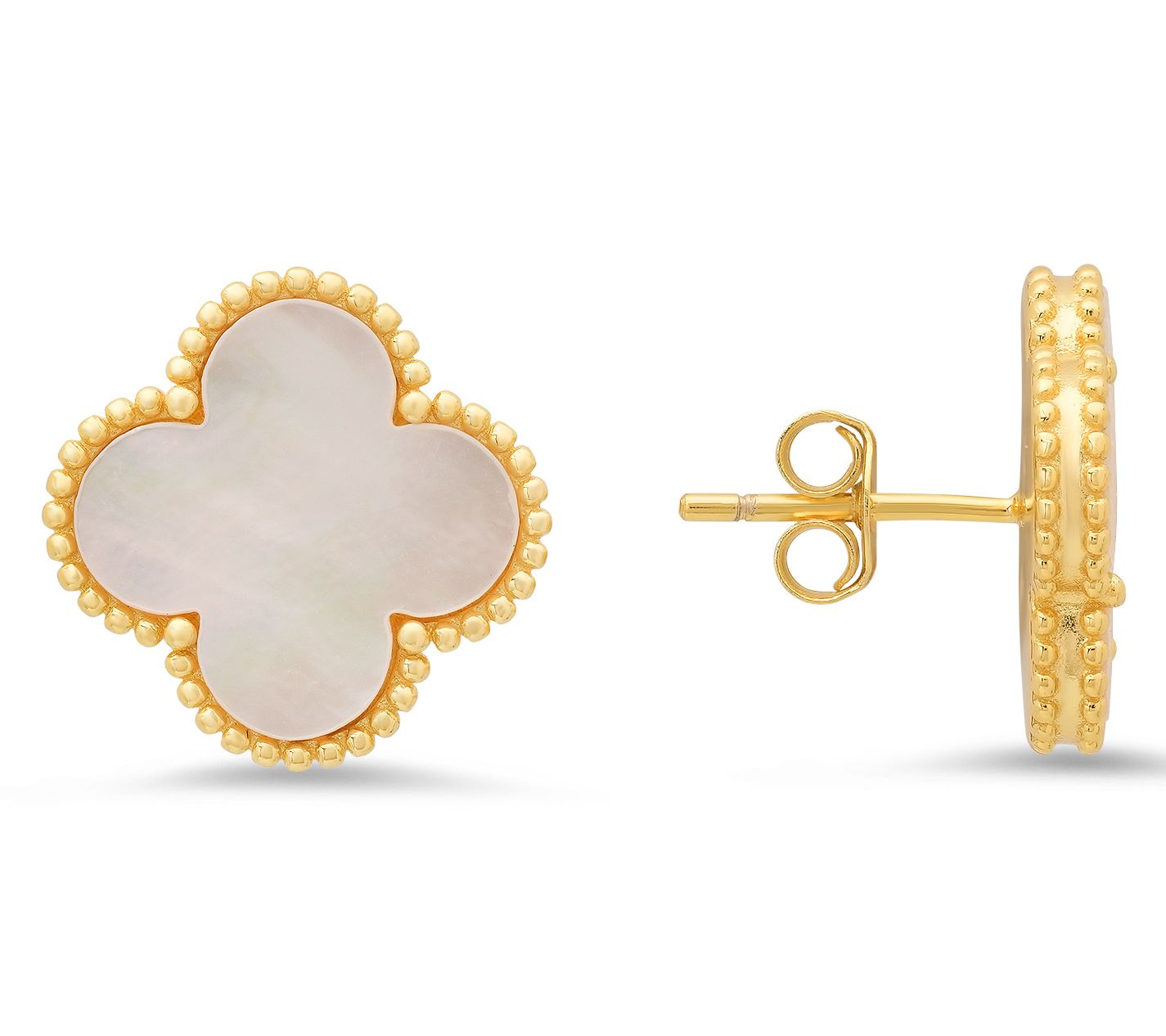 Sterling Silver Mother of Pearl Clover Earrings