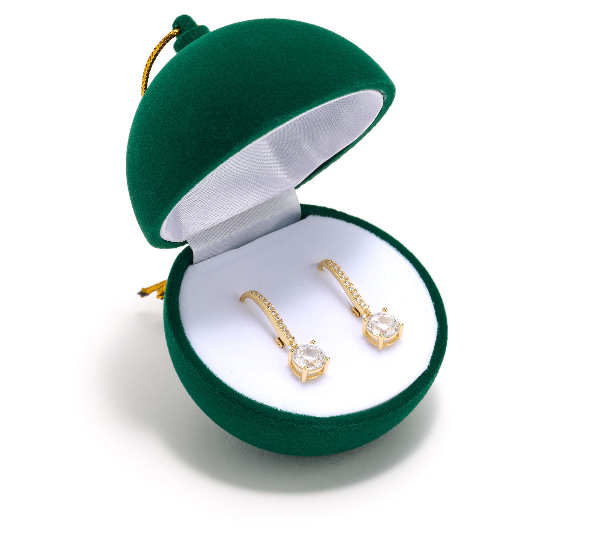 Diamonique Classics Rose Cut Leverback Earrings w/ Box