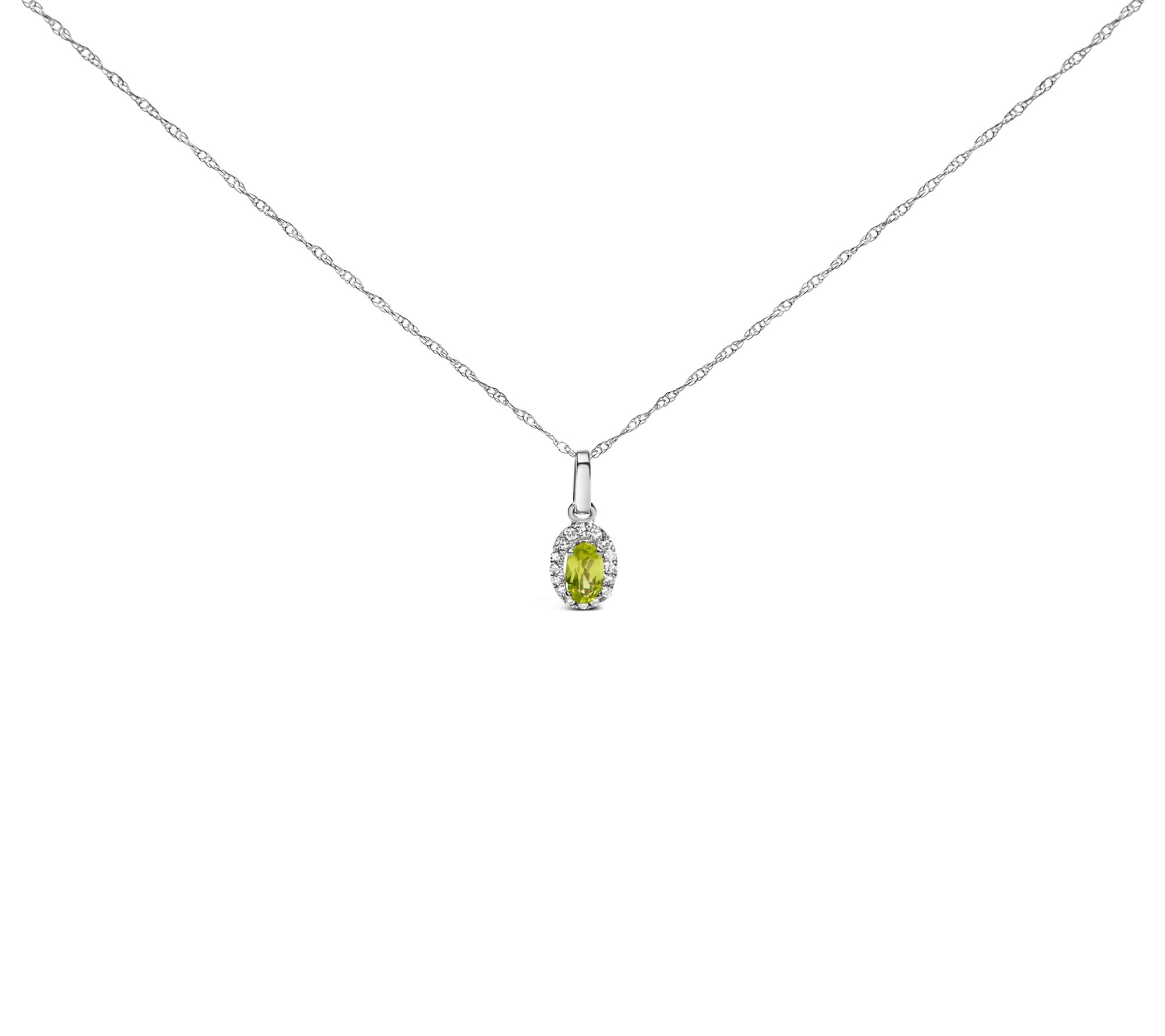 Haus of Brilliance Peridot & Diamond Pendant w/Chain, 10K
