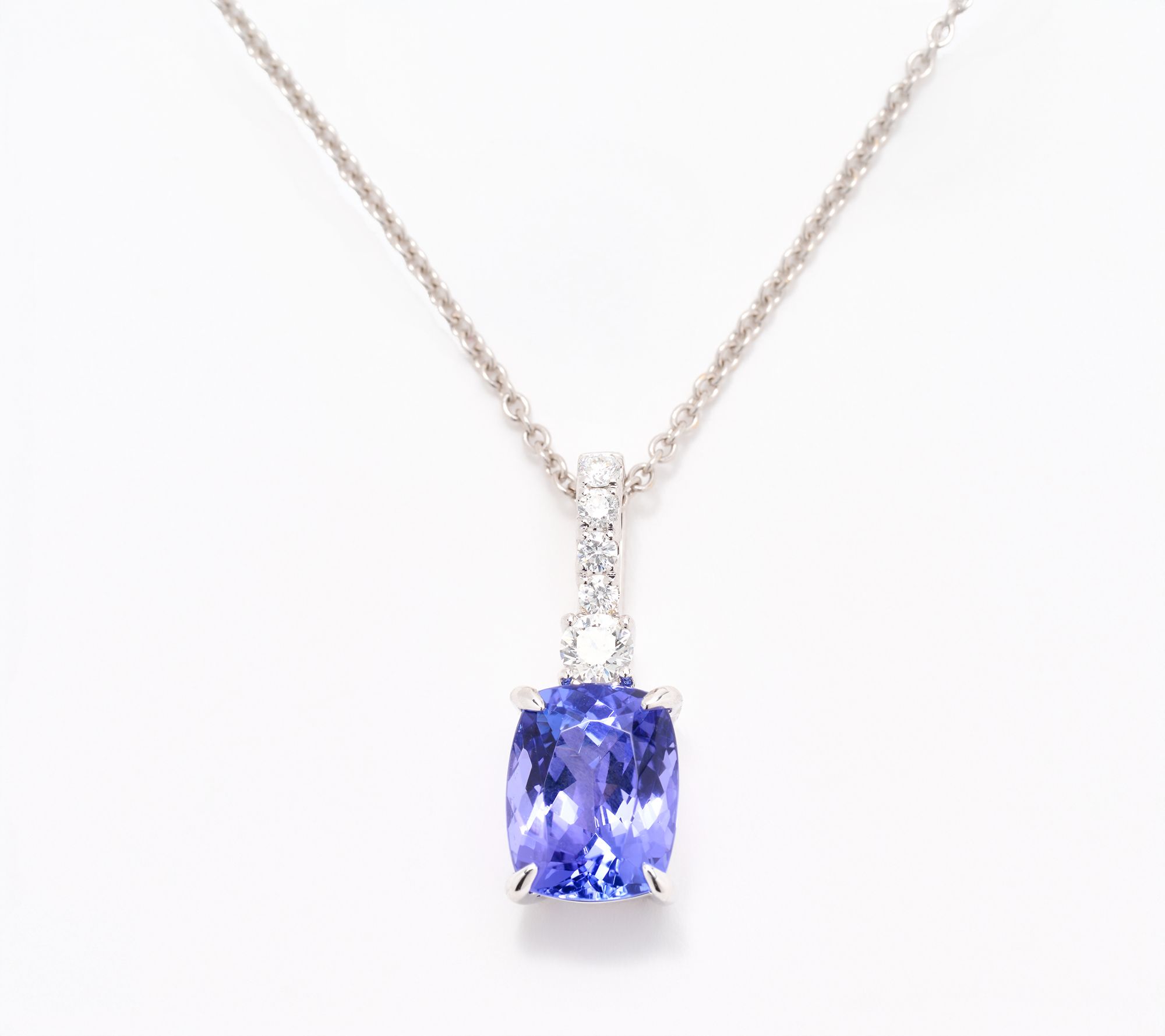 Pure Tanzanite 2.00 cttw Cushion Pendant Necklace, 18K