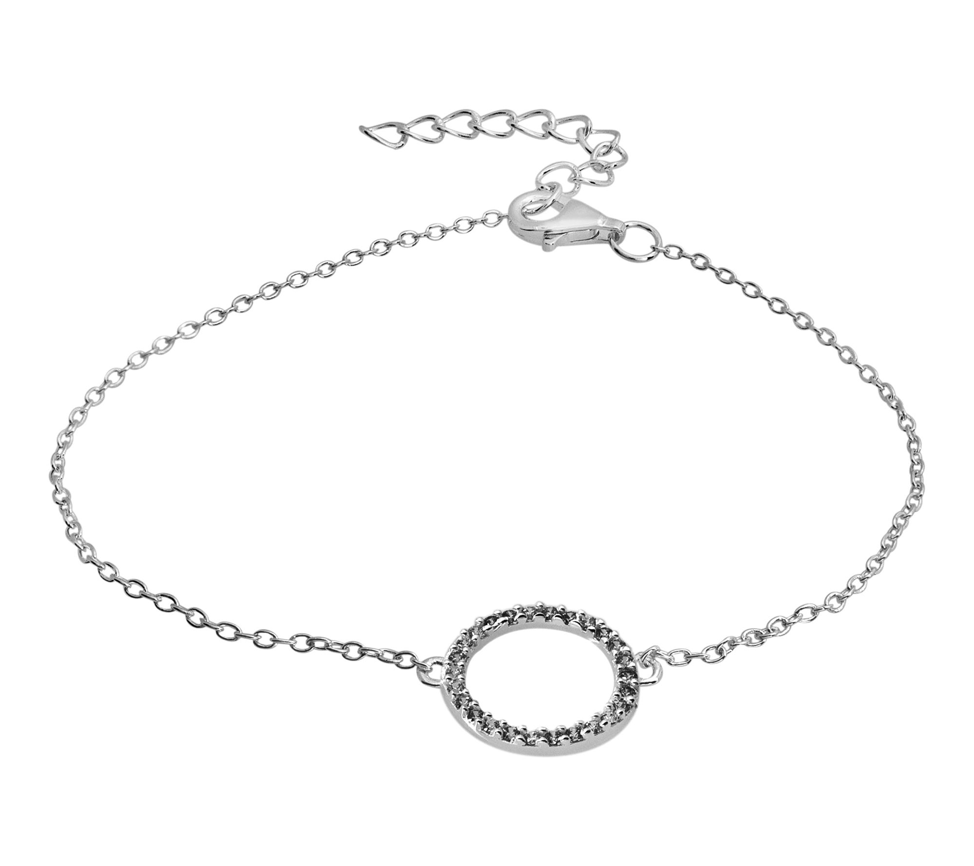 Diamonique Pave Oval Station Bracelet, Sterling Silver