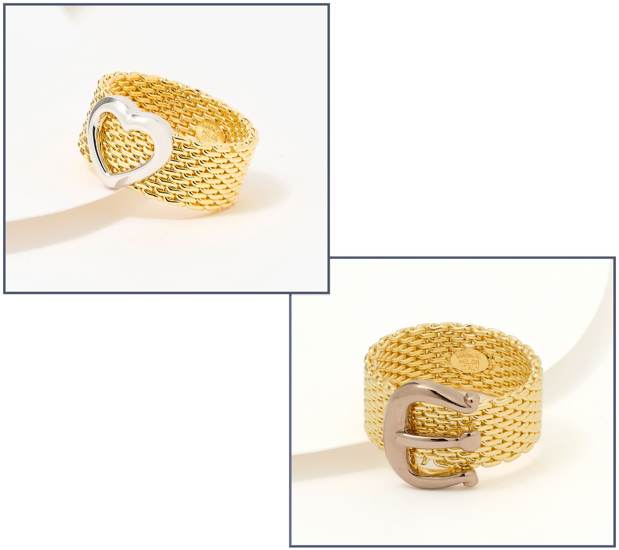 David Markstein Bronze Couture Mesh Heart/Buckle Ring