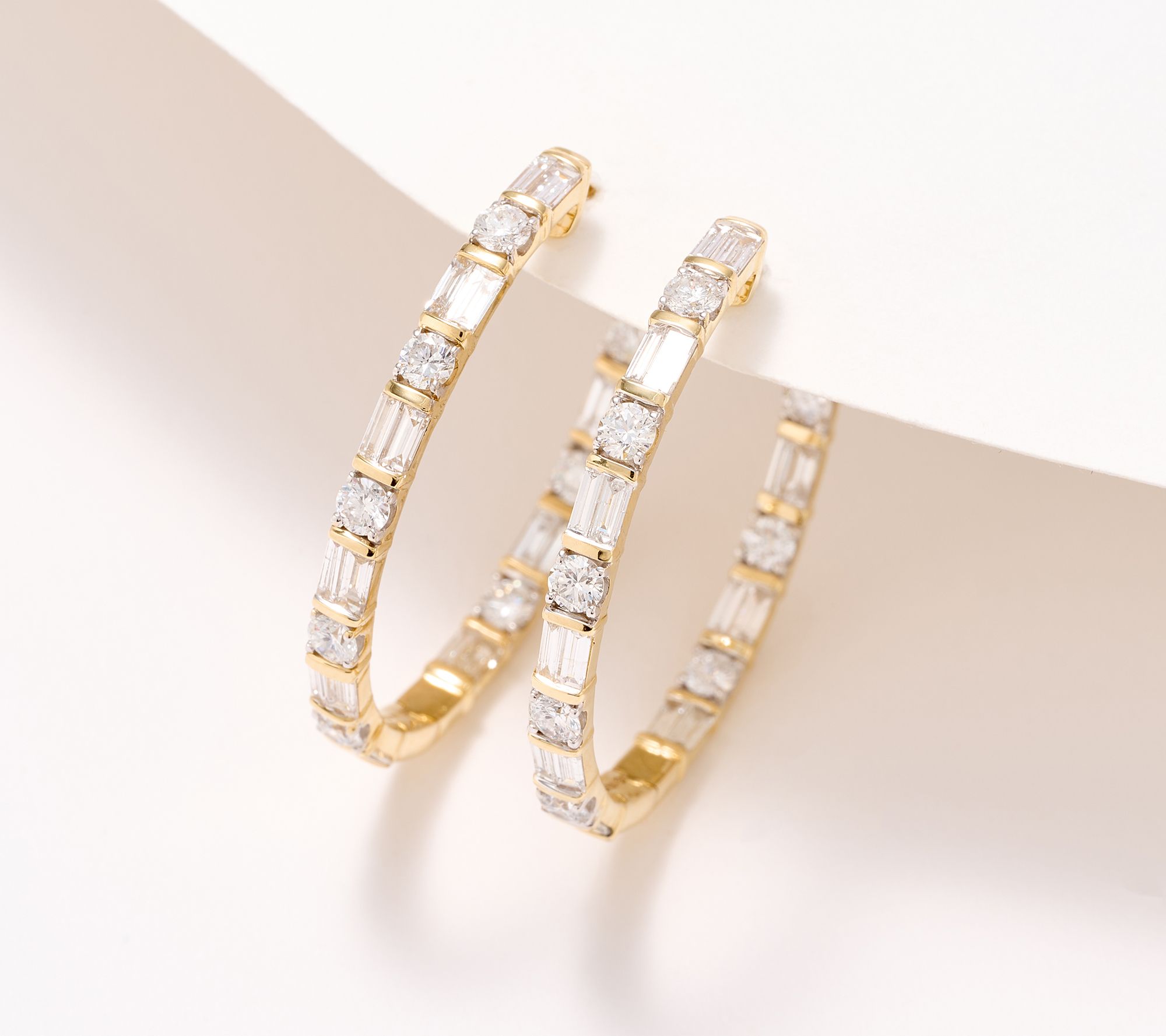 "As Is" Affinity Diamonds Baguette Round Hoops 3.00cttw