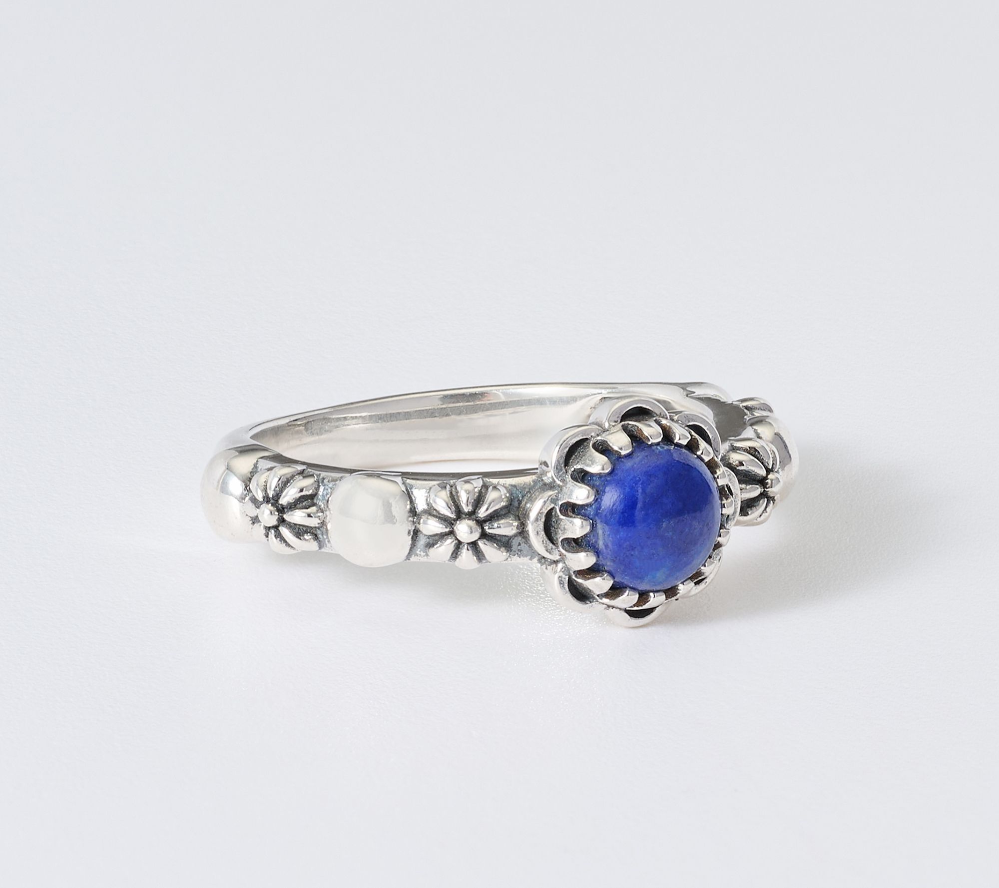 American West Sterling Silver Round Gemstone Concha Scallop Ring