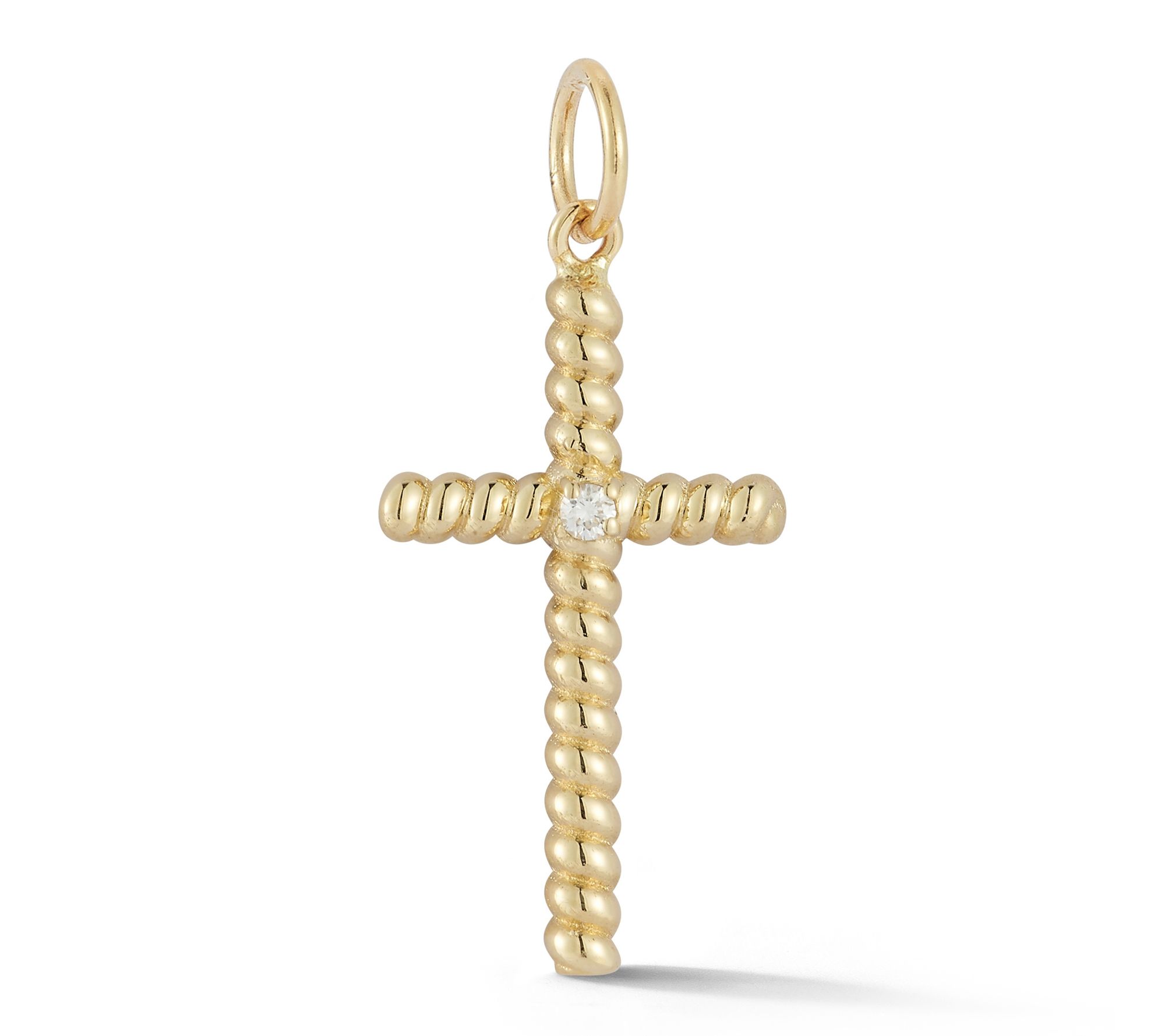 Luminosa Gold Diamond Accented Thin Twist Cross Pendant, 14K