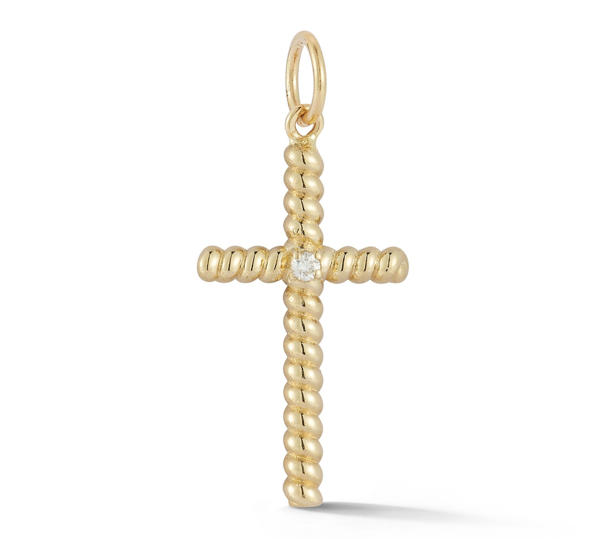 Luminosa Gold Diamond Accented Thin Twist Cross Pendant, 14K
