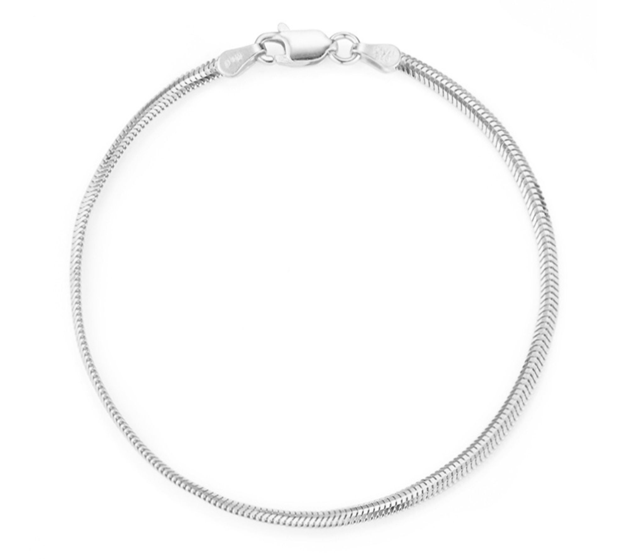 Italian Silver 9" Snake Chain Ankle Bracelet, Sterling