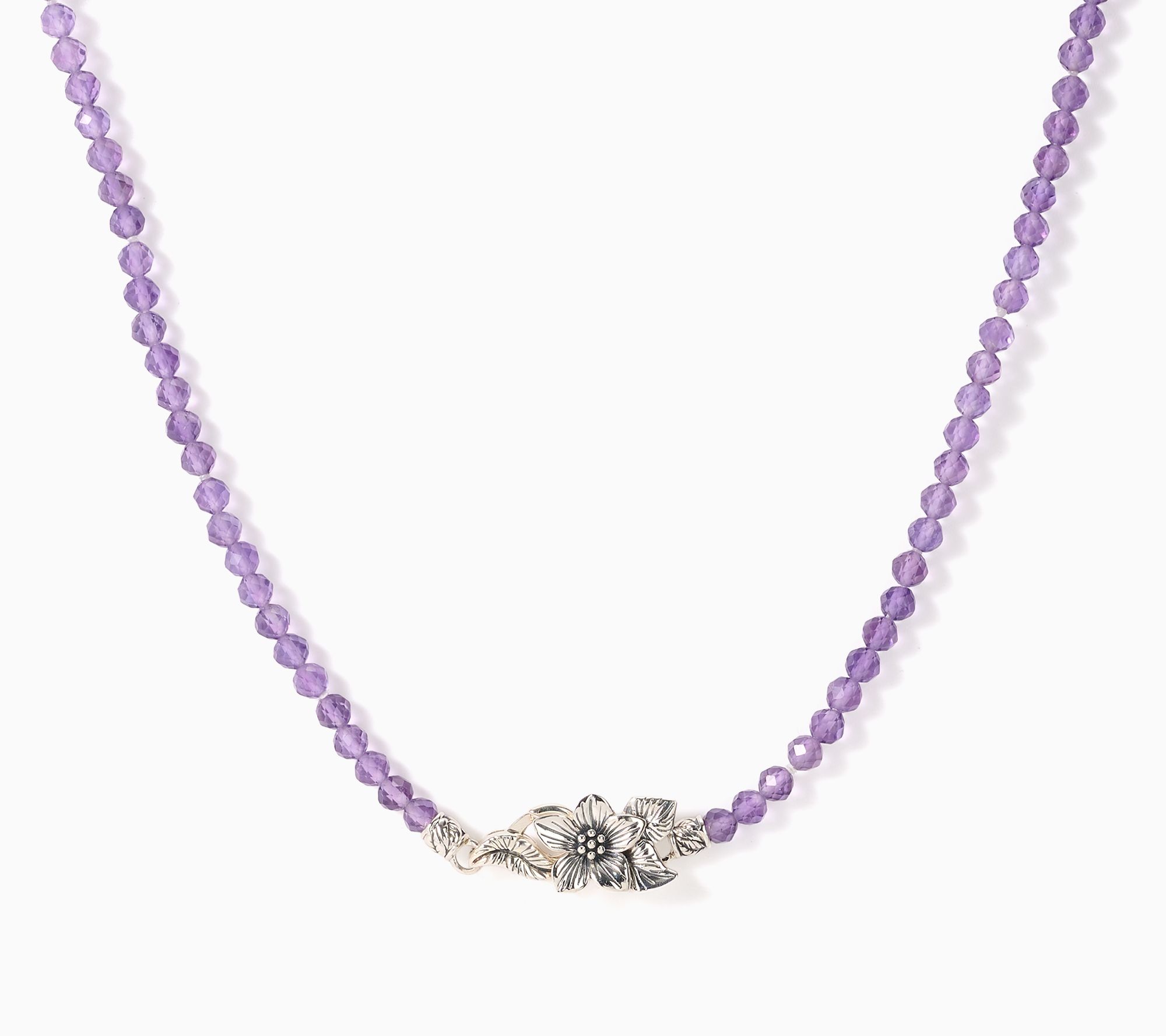 Third Person Sterling Silver Birthstone & Flower Gem Bead Necklace,18"