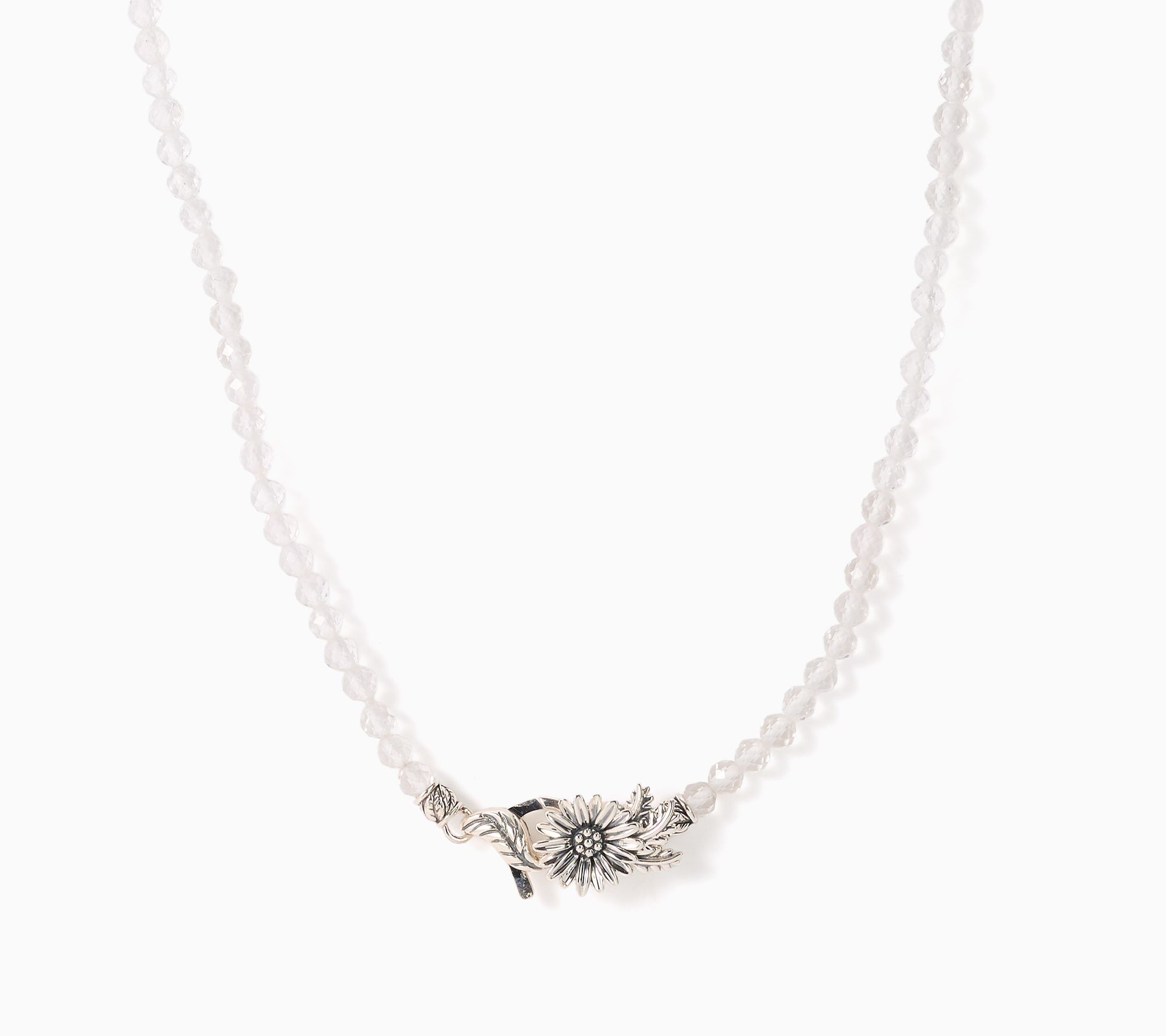 Third Person Sterling Silver Birthstone & Flower Gem Bead Necklace,18"