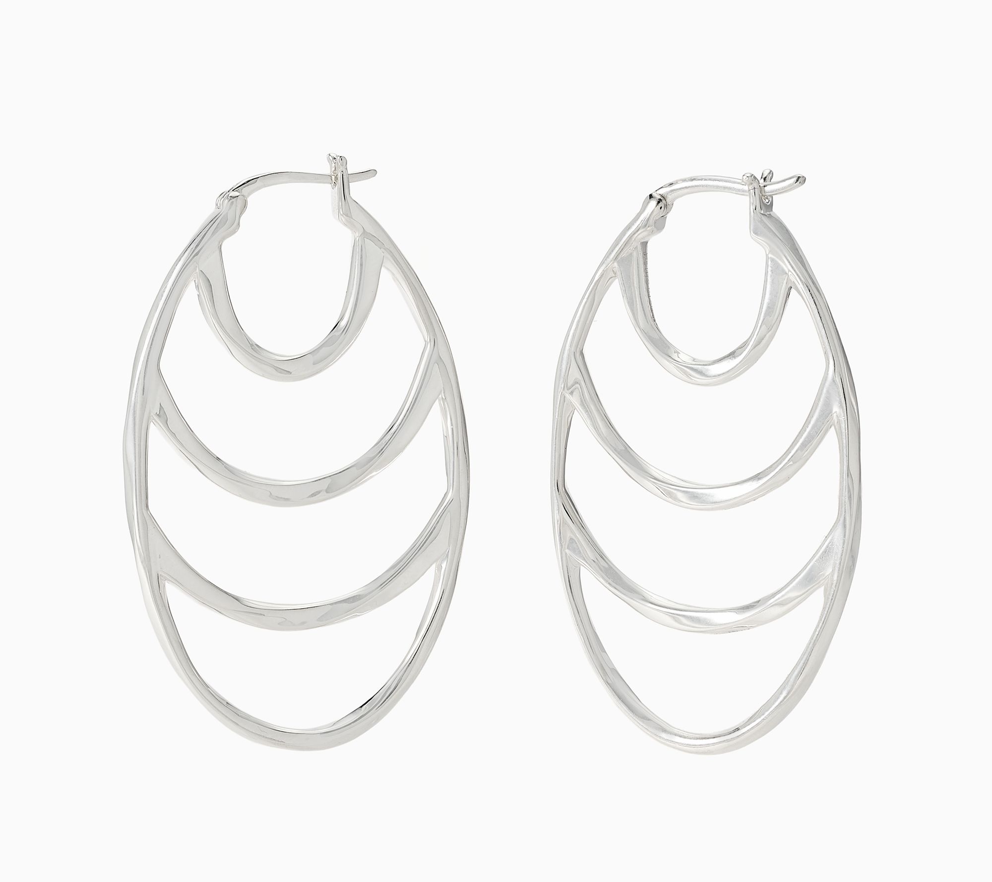 Christian James by Scott Grimes Sterling 1-1/2" Multi Ripple Oval Earrings