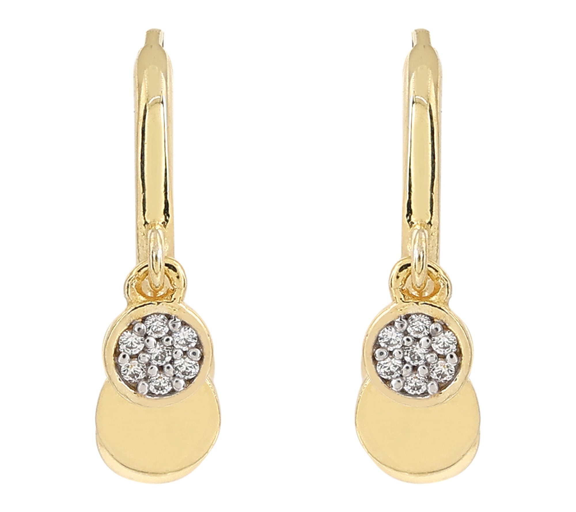 Diamoniqu Huggie Hoop Earrings, 14K Gold Plated