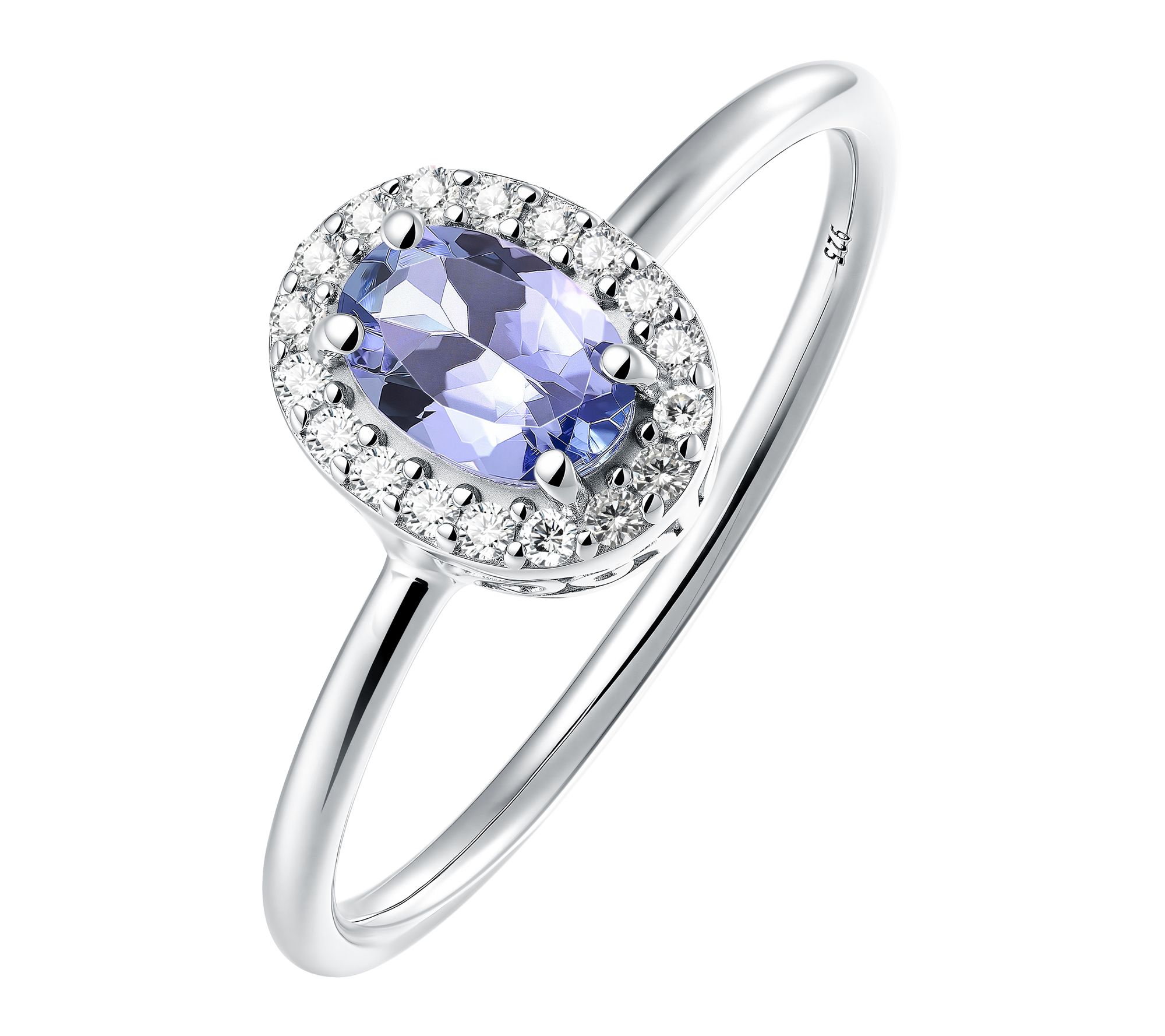Affinity Gems Oval Cut Gemstone Halo Ring, Sterling Silver