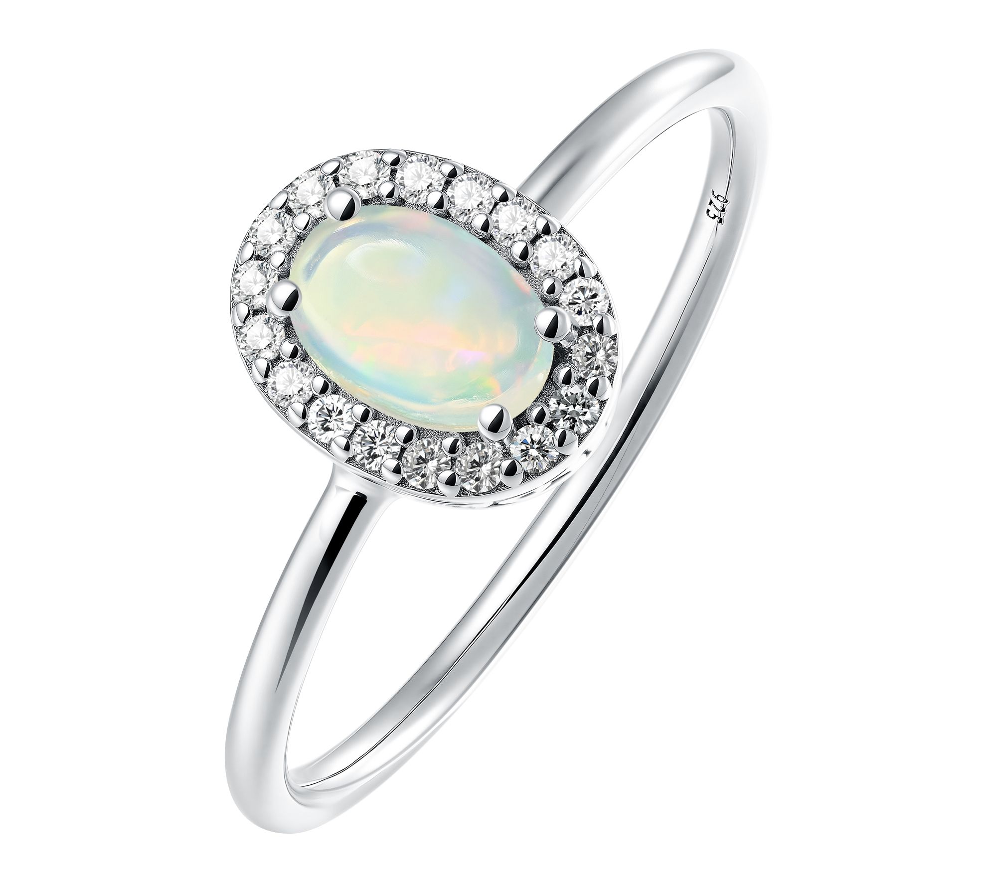Affinity Gems Oval Cut Gemstone Halo Ring, Sterling Silver